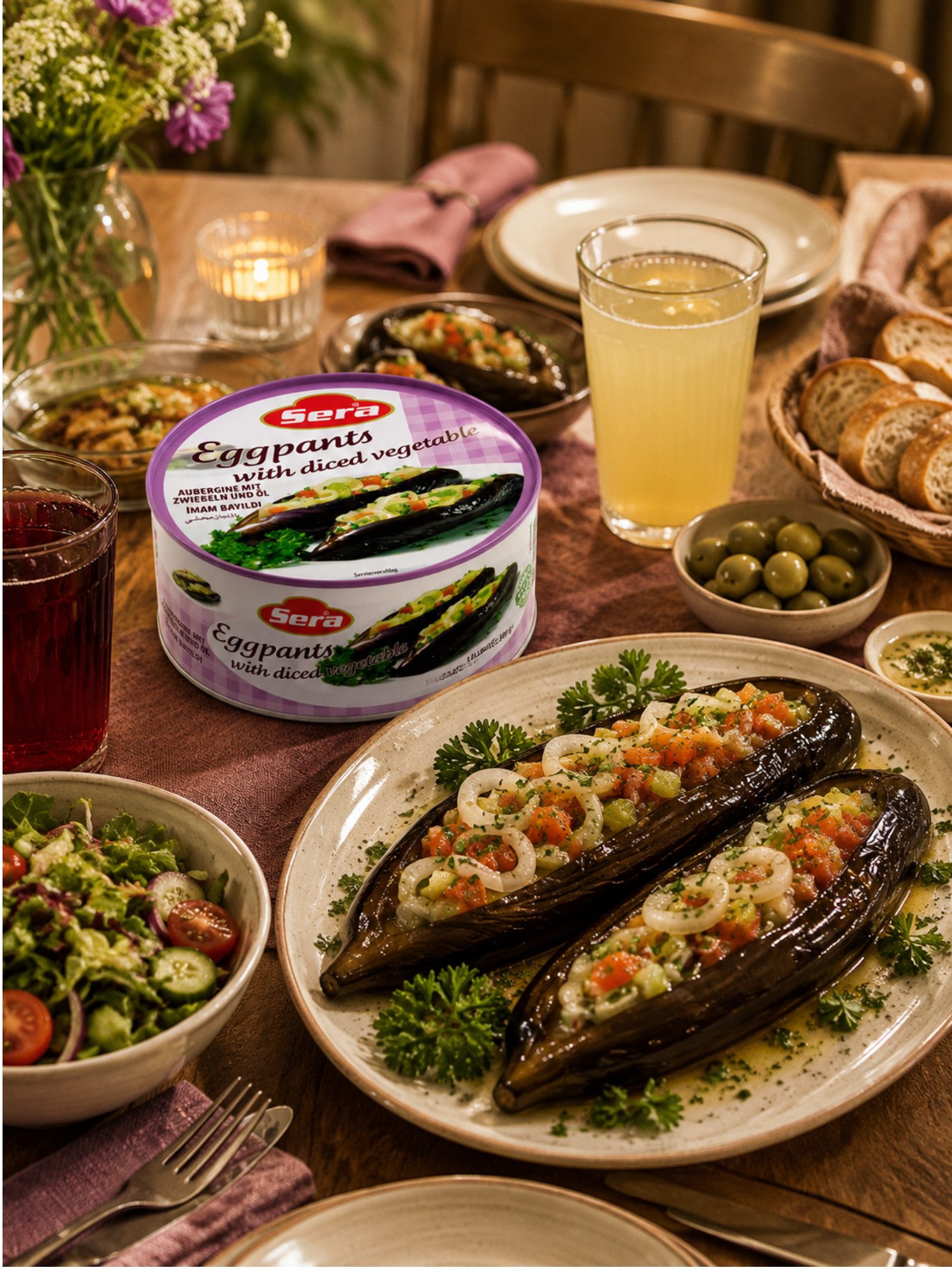 SERA FOOD Fertiggericht Auberginen mit Gemüsewürfeln – mediterran & servierfertig, (Vegane Konserven), Spezialität, servierfertig, vegan/vegetarisch, hochwertig – Bild 4 von 4
