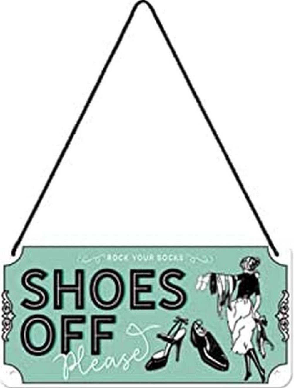 Metallschild Hängeschild - Achtung - Shoes Off