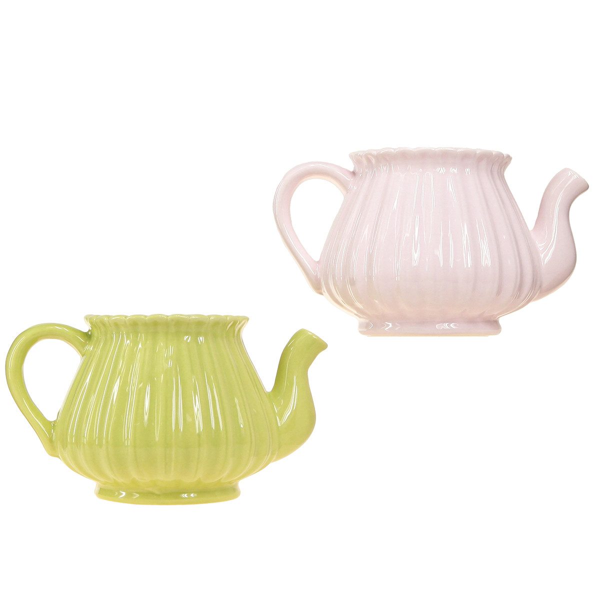 Florists Products Übertopf Keramik Deko Teekanne Übertopf Rosa Grün Vintage Stil 2 St