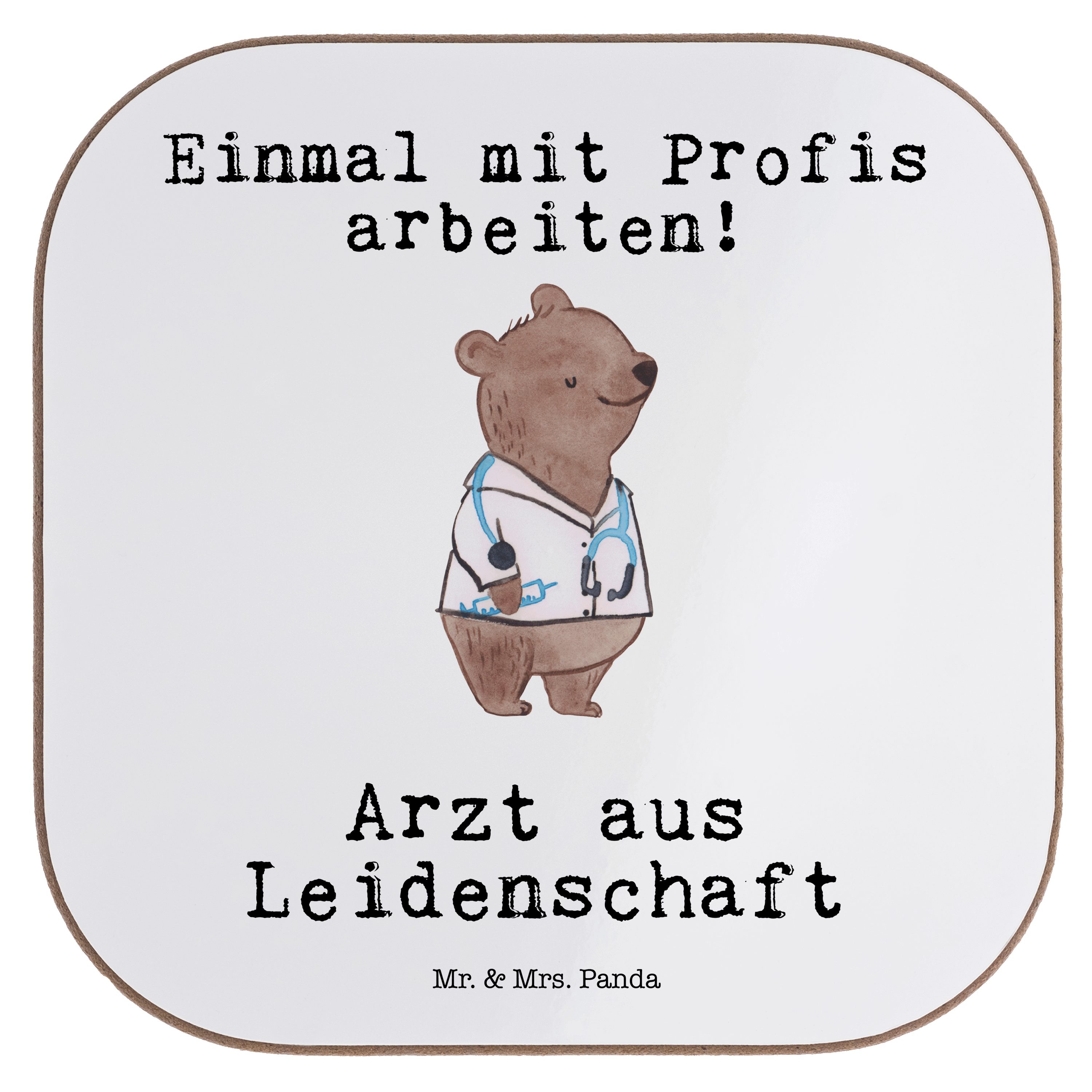 Mr. & Mrs. Arzt 1-tlg. Panda Weiß aus Arztpraxis, Geschenk, Glasuntersetzer, Leidenschaft - - Getränkeuntersetzer