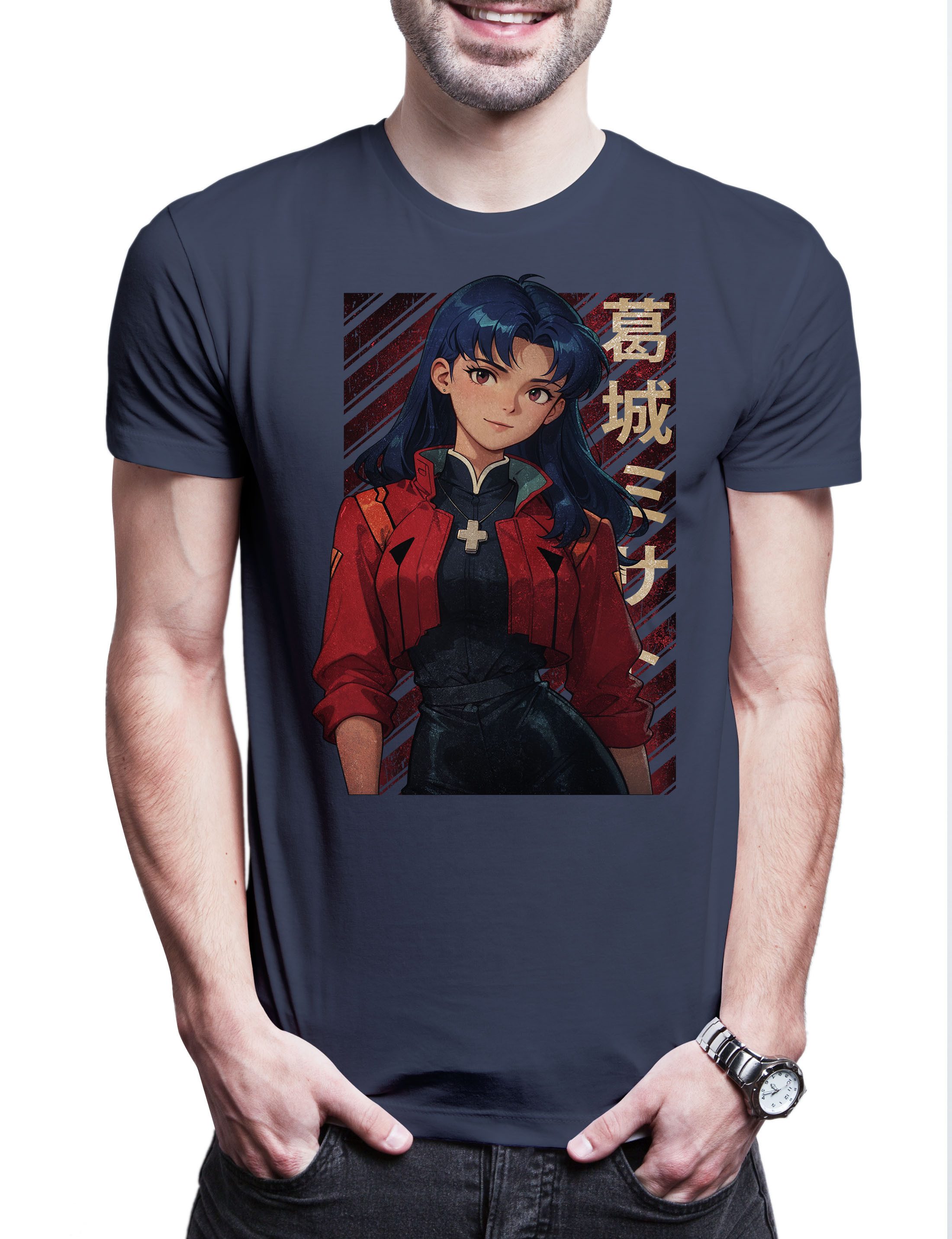 Print-Shirt Misato Katsuragi Herren T-Shirt Genesis Nerv Neon Gendo Evangelion