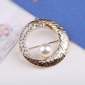AUKUU Brosche Kreative Kreative Brosche Set mit Diamant Legierung Kreis, Perle Corsage Damen Bekleidungszubehör Brosche