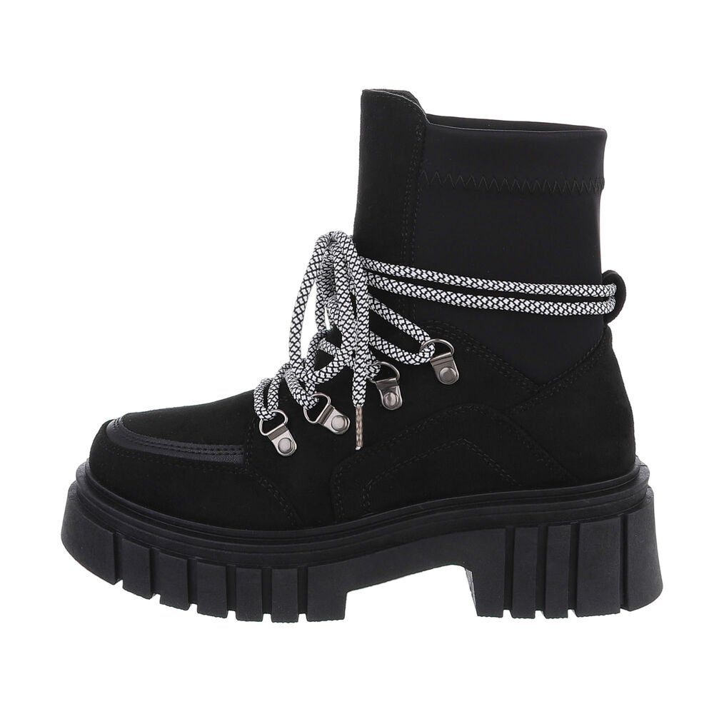 Damen Worker Boots Freizeit Schnürstiefelette