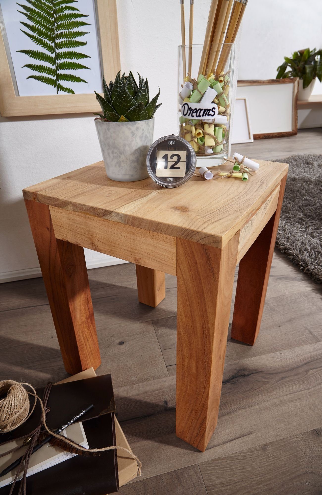 Beistelltisch NAKO Wohnen Massivholz-Tisch & DESIGN Beige stilvoll Beige Beige - KADIMA Natürlich | | fürs