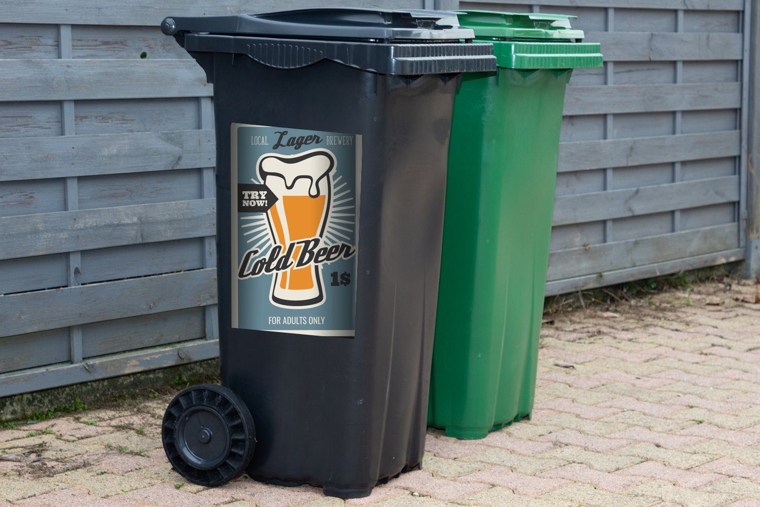 MuchoWow Wandsticker Mancave - Vintage St), Sticker, - Bier Bier Container, Mülltonne, - Abfalbehälter Kaltes Mülleimer-aufkleber, (1
