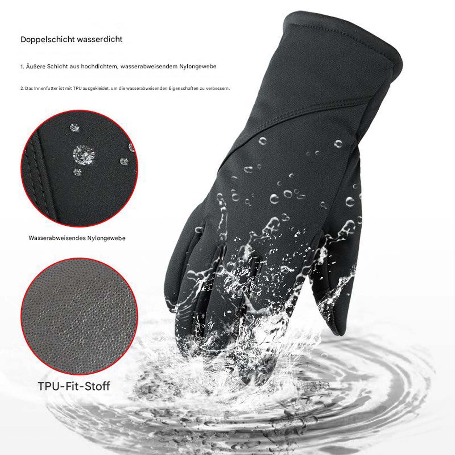 trends for living Fleecehandschuhe Fahrradhandschuhe, Winterwander und Skihandschuhe rutschfesthandschuhe Winddicht regendicht kältebeständig wärmend empfindlicher Touchscreen