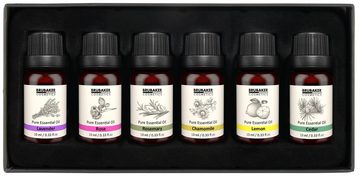 BRUBAKER Duftöl 6er-Set Ätherische Öle Aromatherapieöle (6 x 10 ml Naturrein, Lavendel Rose Rosmarin Kamille Lemon Zeder), Ätherische Öle Aromatherapie Geschenkset
