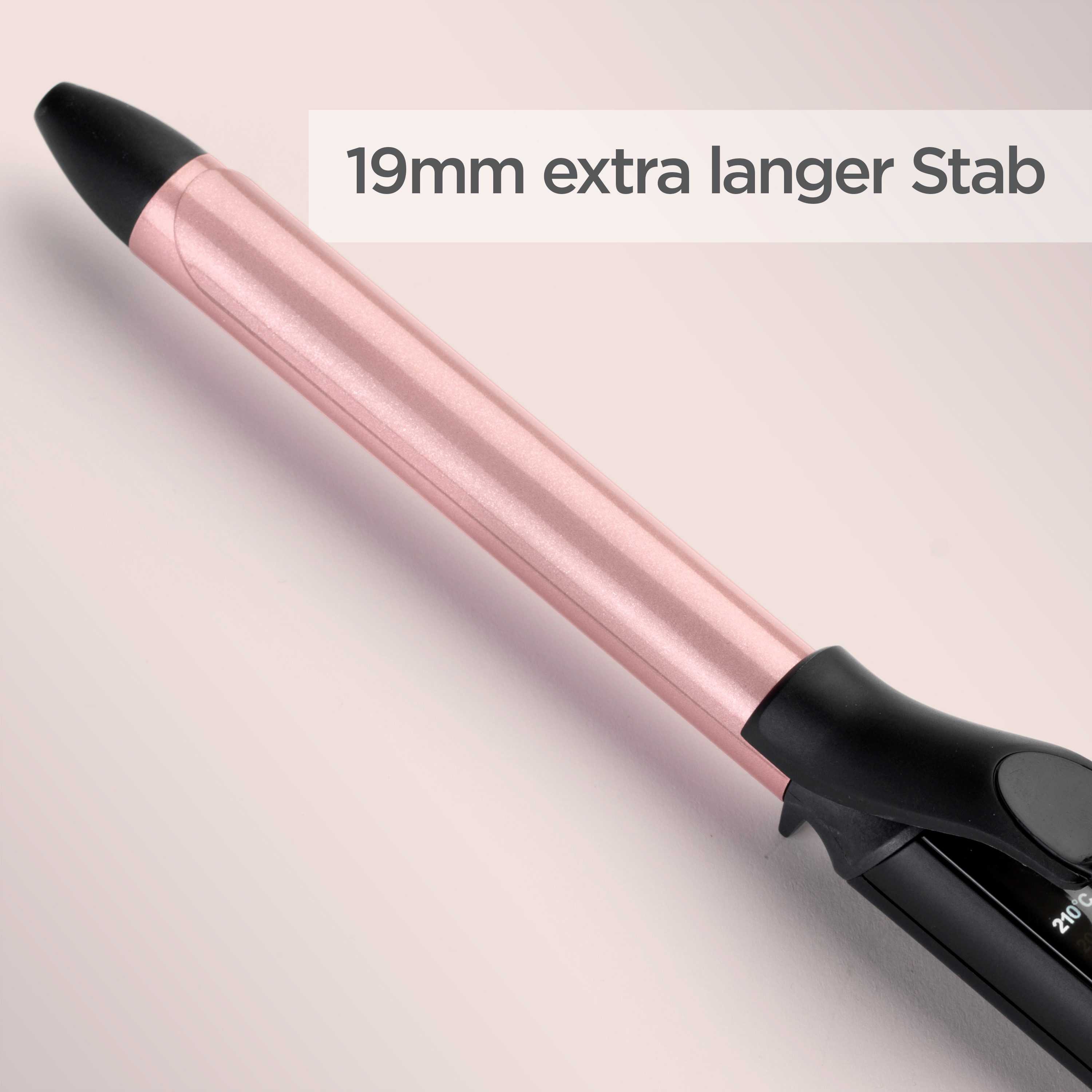 BaByliss Lockenstab BaByliss 19 mm Lockenstab für definierte Locken, mit Klammer, C450E, Quarz-Keramik-Beschichtung, 6 Temperaturstufen bis 210 °C