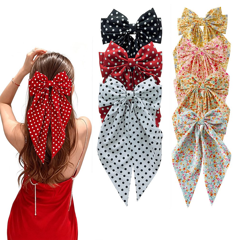 nsihing Haarspange Große Satin Haarspangen mit Schleife, Haarclips mit Metallspange, 7-tlg., Elegante Haaraccessoires für Damen – Frühling & Sommer