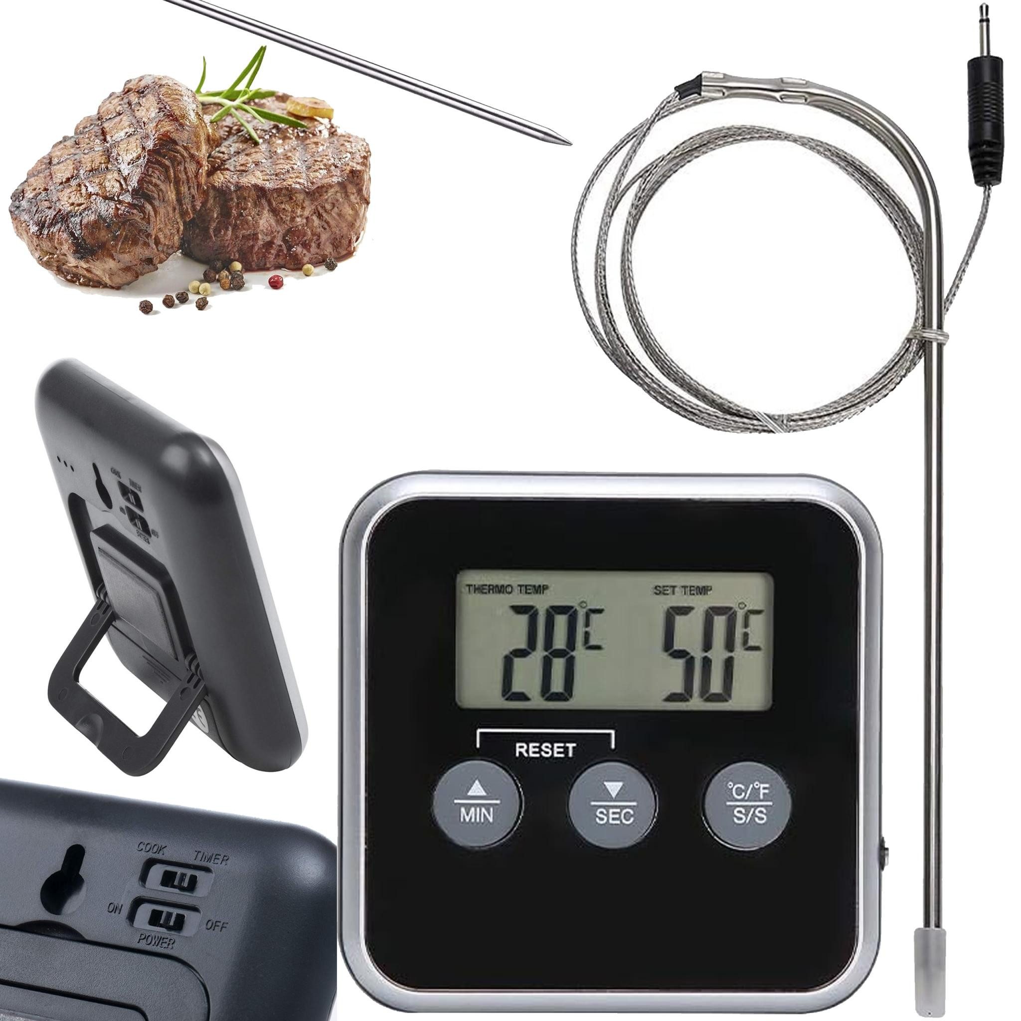 Grillthermometer Digitales Grill- und Küchenthermometer mit Timer & Alarm