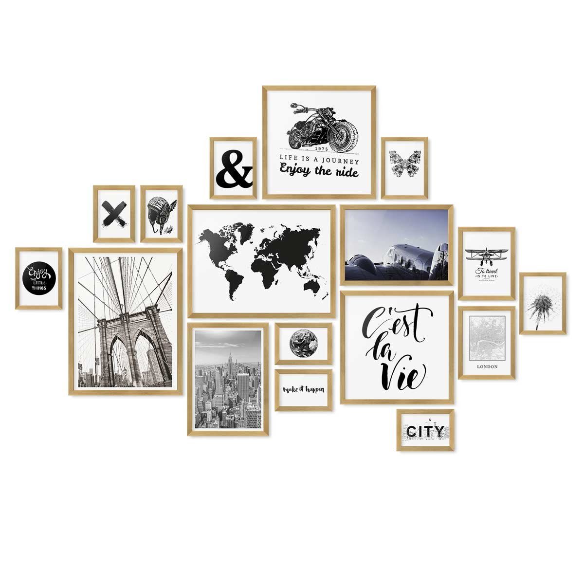 PHOTOLINI Bilderrahmen 17er Set Modern Schmal günstig online kaufen