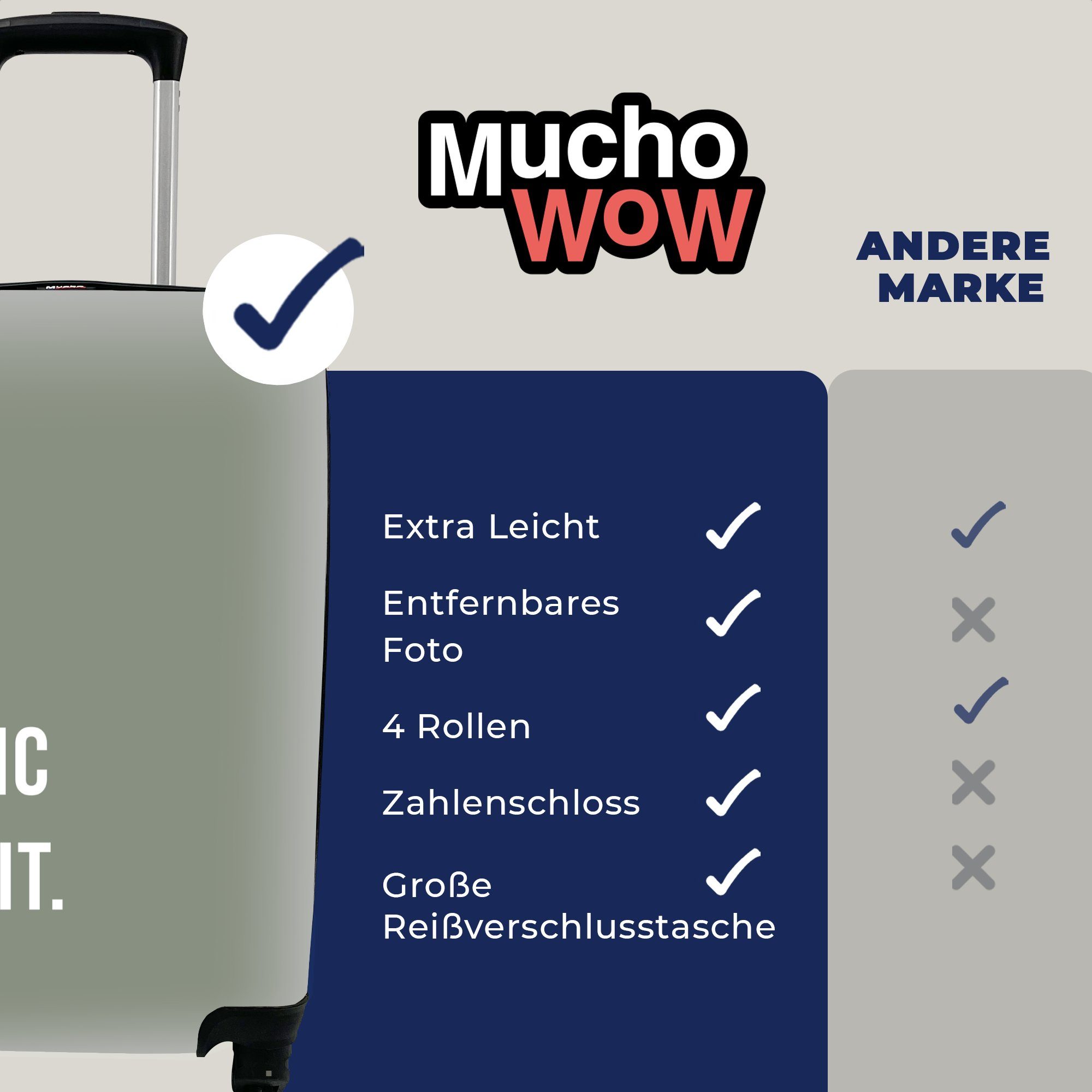 MuchoWow Handgepäckkoffer epischen 4 Zitate Scheiß Trolley, Grün, - Reisekoffer Reisetasche für Rollen, rollen, - mit Handgepäck Mach Ferien