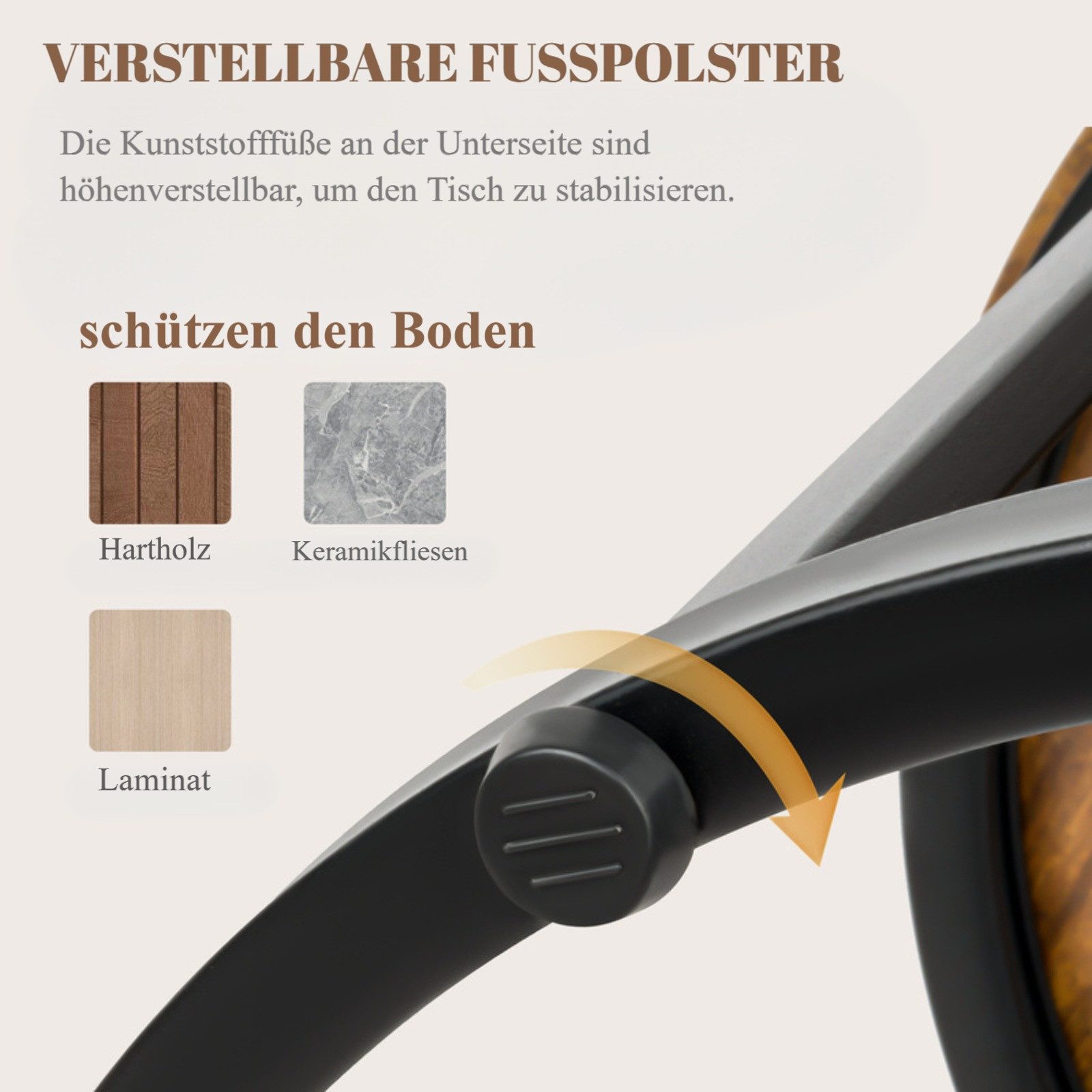 HawthyHome Couchtisch 2er-Set runde Beistelltische aus Holz & Metall (2-St), Moderne Kaffeetische für Wohnzimmer Schlafzimmer – Bild 5 von 5