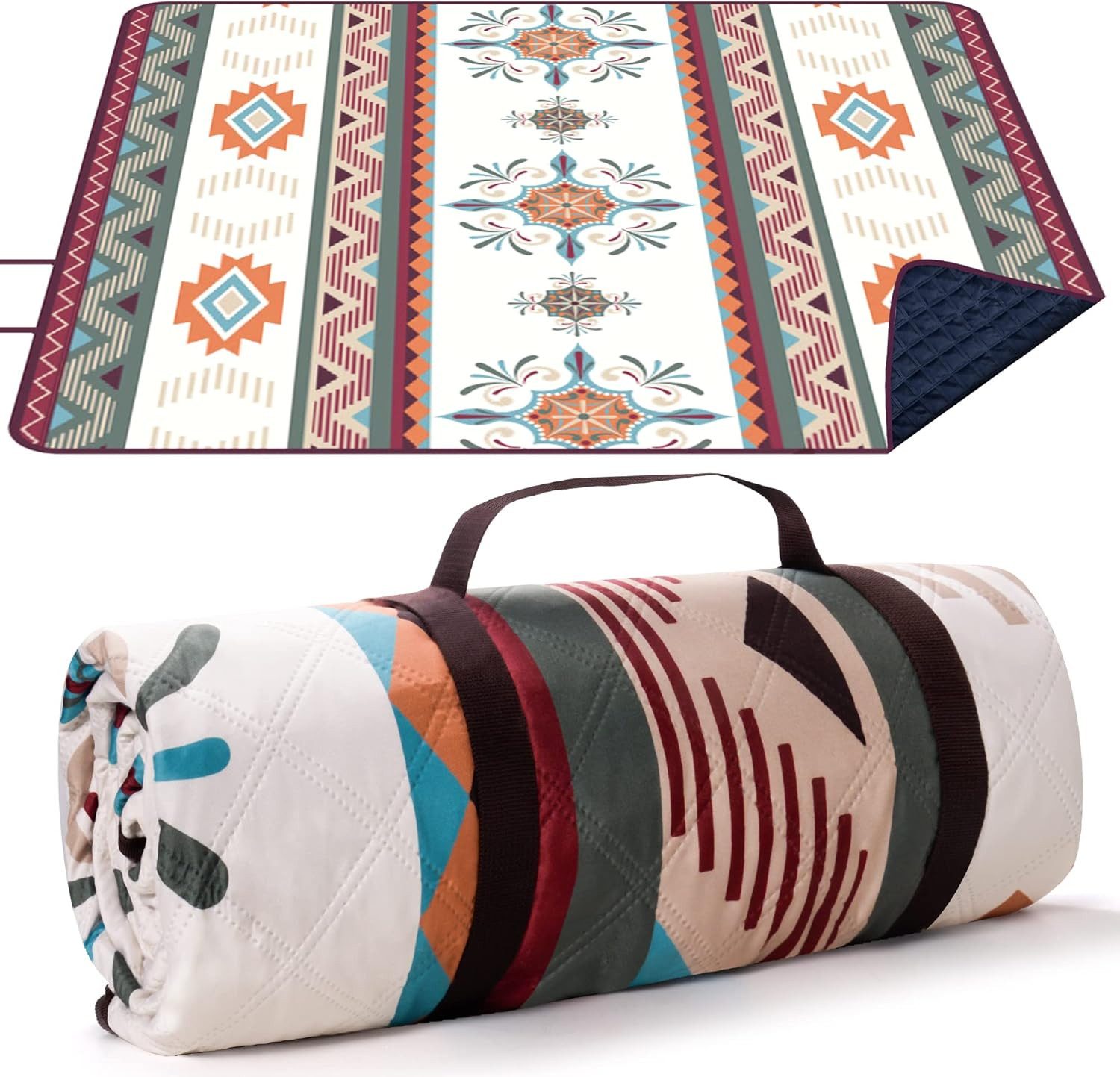 Picknickdecke Outdoor Picknickdecke Boho 200x200cm Sandfrei Waschbar Gruen, FELIXLEO