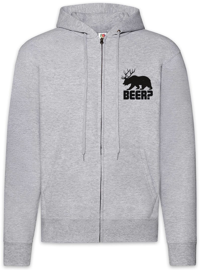 Urban Backwoods Sweatjacke Beer Zipper Hoodie Bier Hirsch Reh Jagd Jäger Bär Geweih Deer Bear Fun (1-tlg) Hunt Antlers Hunter Alcohol