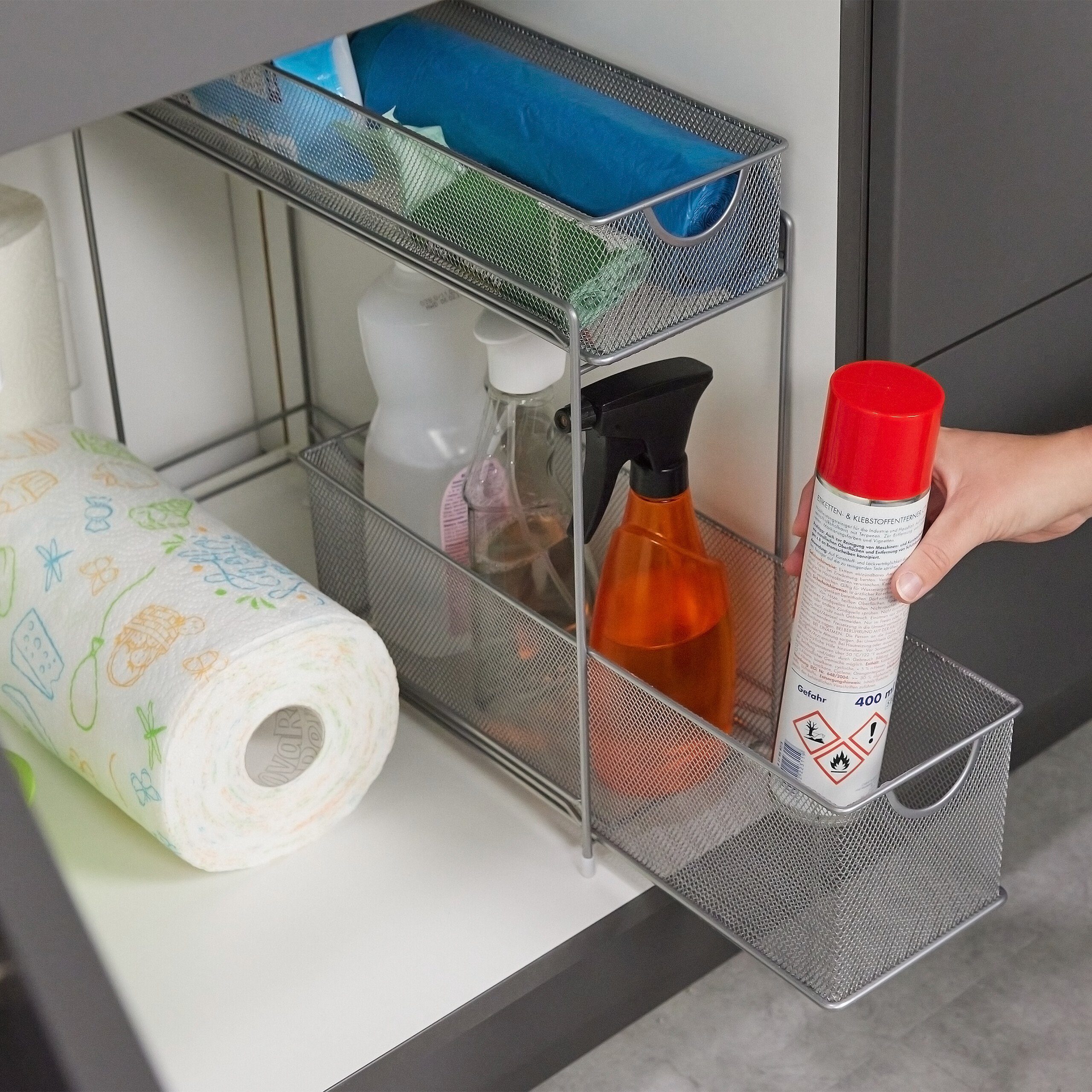 relaxdays Küchenregal Metall Küchenschrank Organizer, silber günstig online kaufen