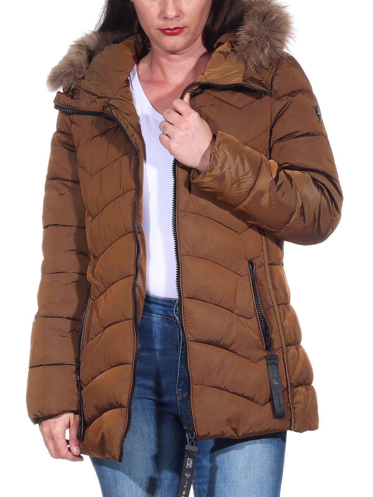 CLEO STYLE Winterjacke Jacke 1569 Braun 2XL günstig online kaufen