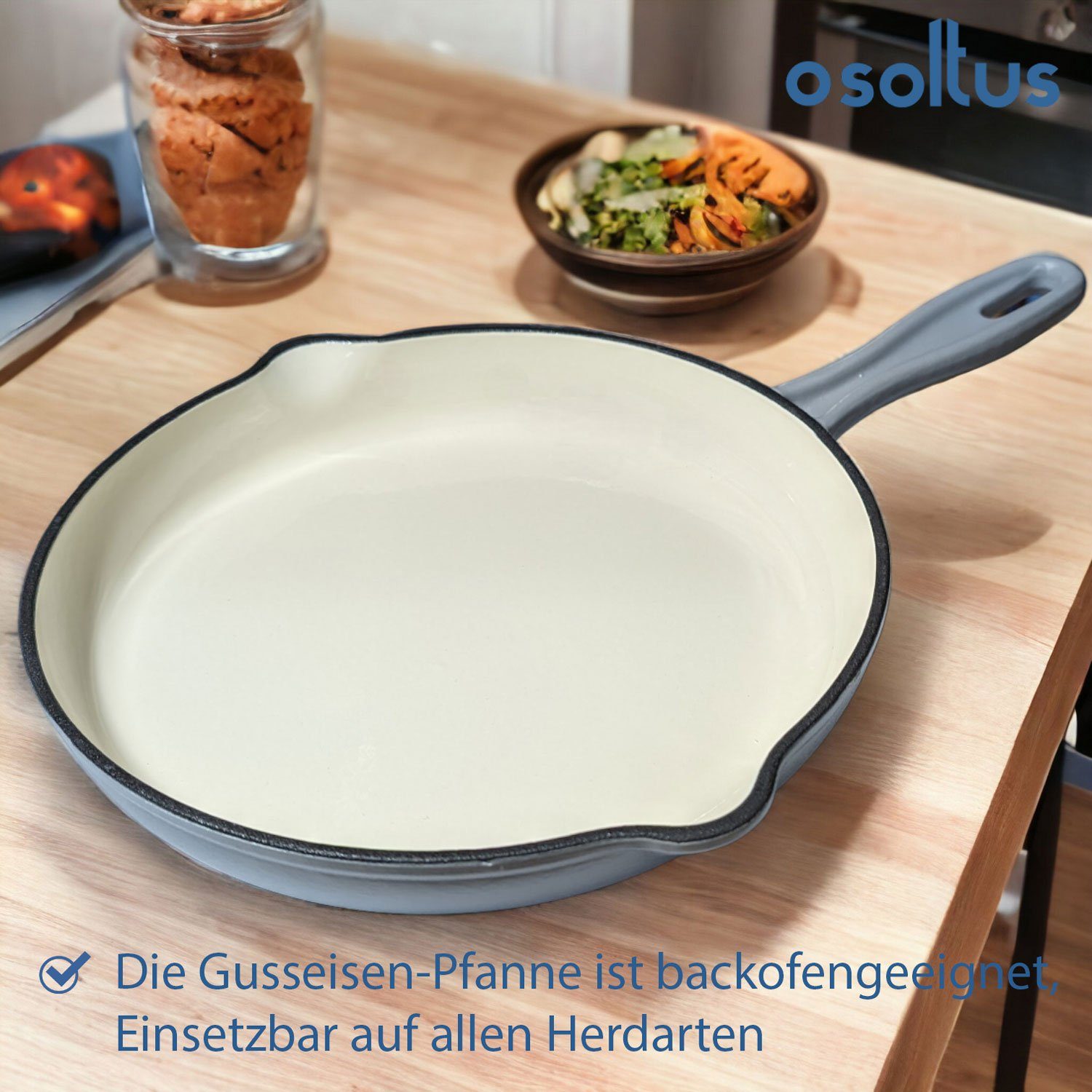 osoltus Bratpfanne osoltus Gusseisen-Pfanne emailliert 26 cm Emaillierte Gusseisenpfanne