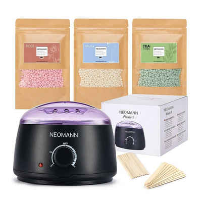 NEOMANN Станки для гоління Waxer II Waxing Set - Wax Maschine, Teflon-Beschichtung + Wachsperlen, Full Body Waxing with 300g Beads