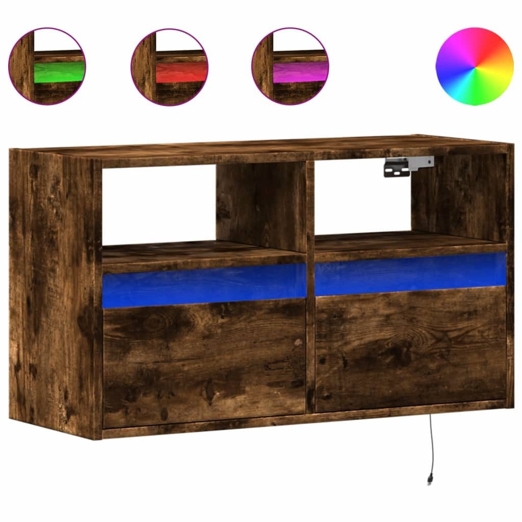 vidaXL TV-Wand TV-Wandschrank mit LED-Beleuchtung Räuchereiche günstig online kaufen