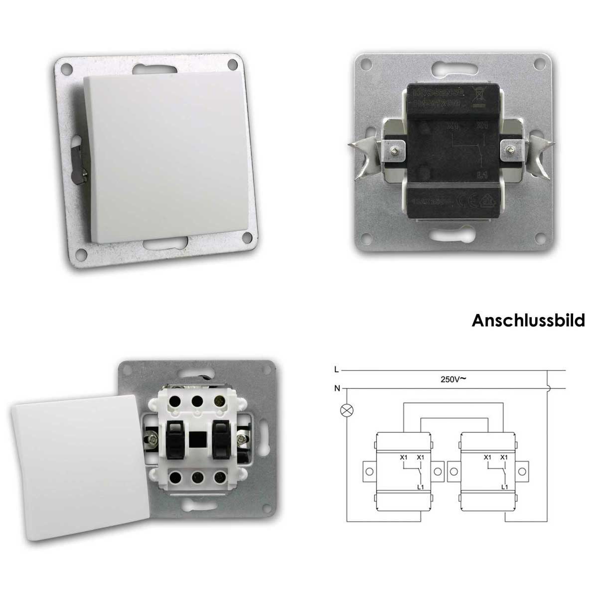 McPower FLAIR Set "Tür 2-fach", 3-teilig, weiß, Schraubans Unterputzschalter