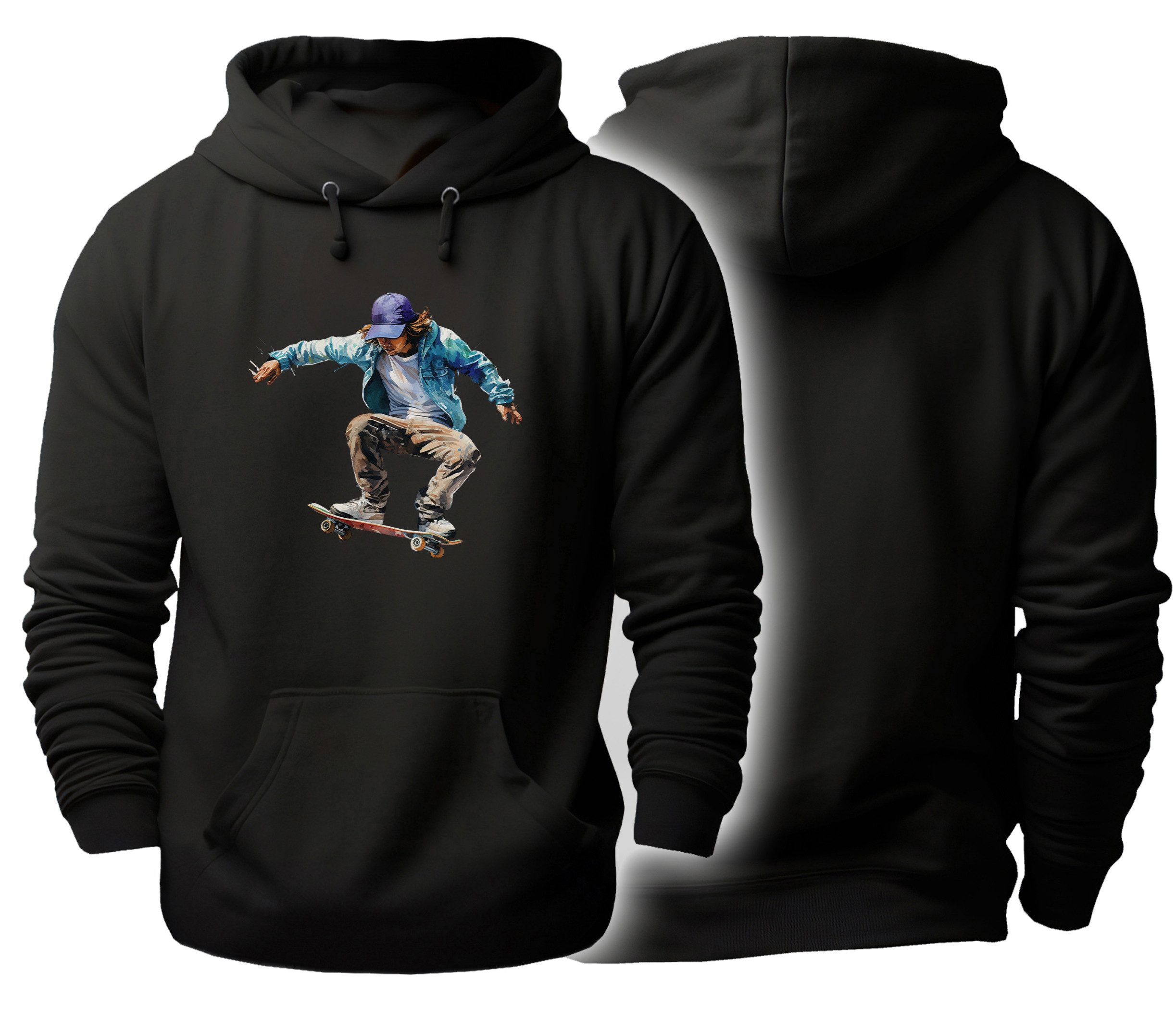 MyDesign24 Hoodie Skater Kapuzen Pullover Schwarzer Männer und Frauen Hoodie Gr.XS i552