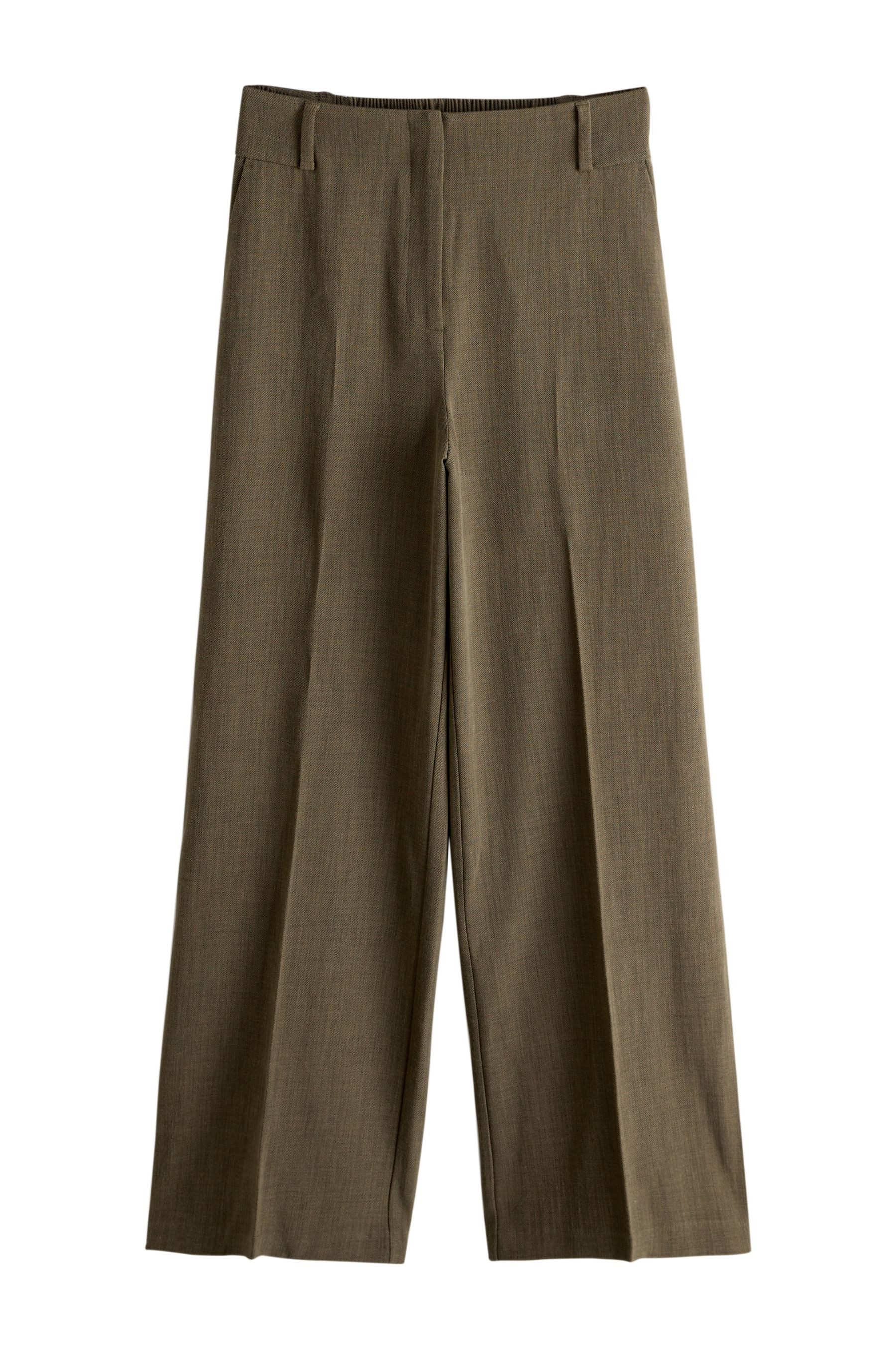 Anzughose Hose mit Kreuzschraffur, Elastikbund + weitem Bein