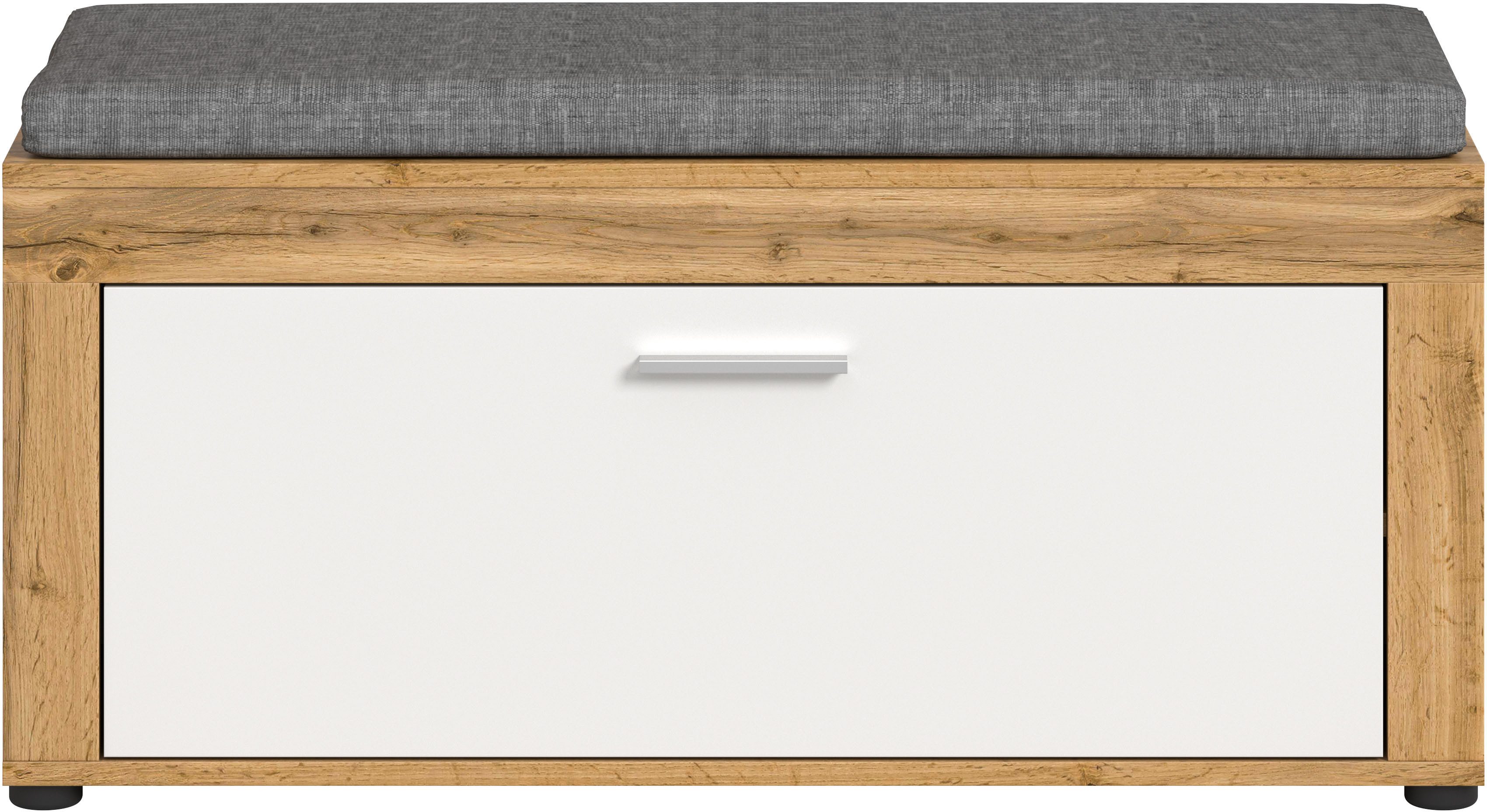 OTTO home Sitzbank AOSTA, Breite 100cm, inkl. Sitzkissen, 1 Klappe, 2 Fächer (2-St., in verschiedenen Farbausführungen erhältlich, individuell kombinierbar), Garderobenbank, Flurbank, Bank, Dielenbank, Schuhbank, Garderobe