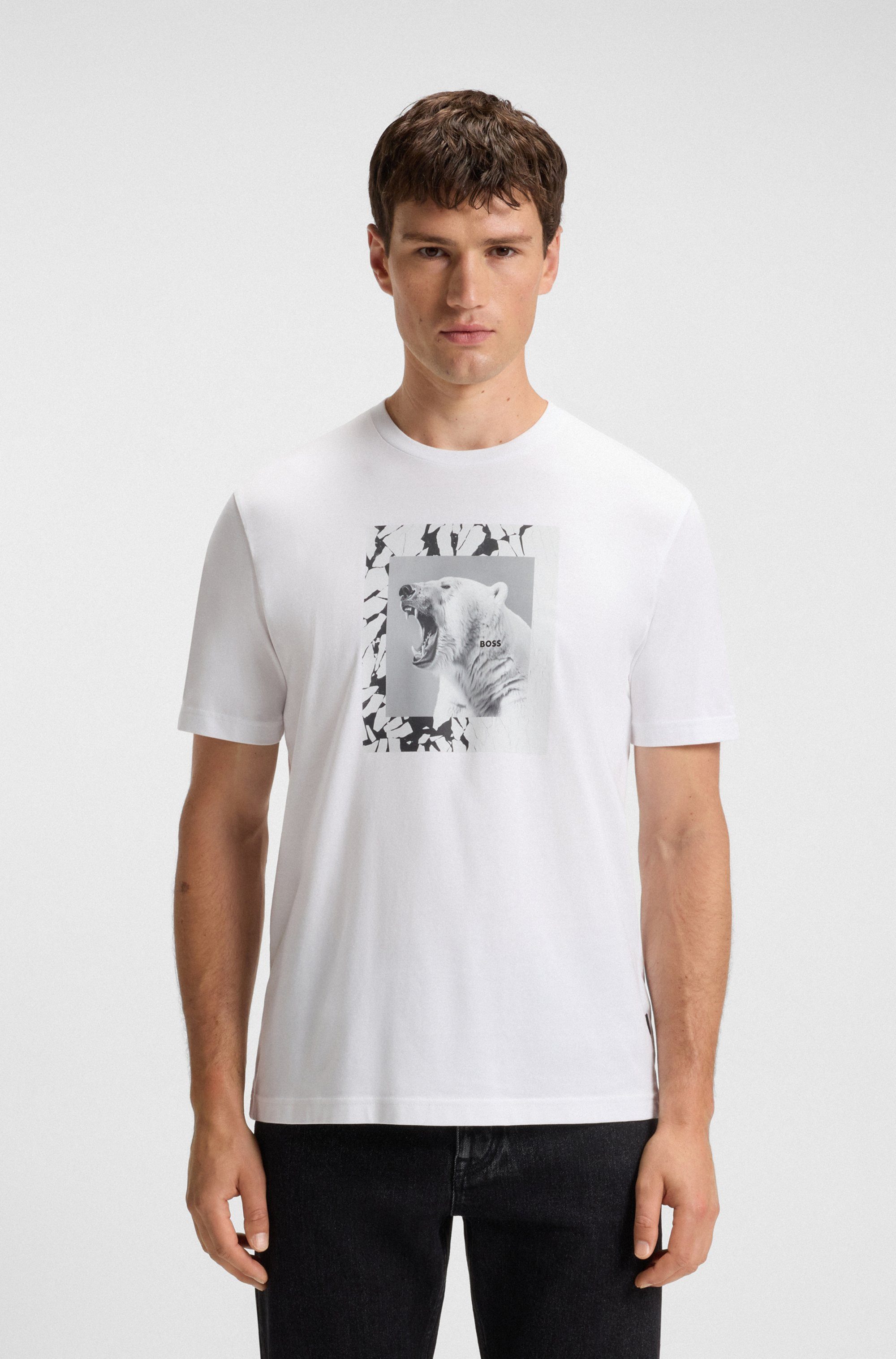 BOSS ORANGE T-Shirt Te lupo runder Ausschnitt, regular fit, Fotodruck günstig online kaufen