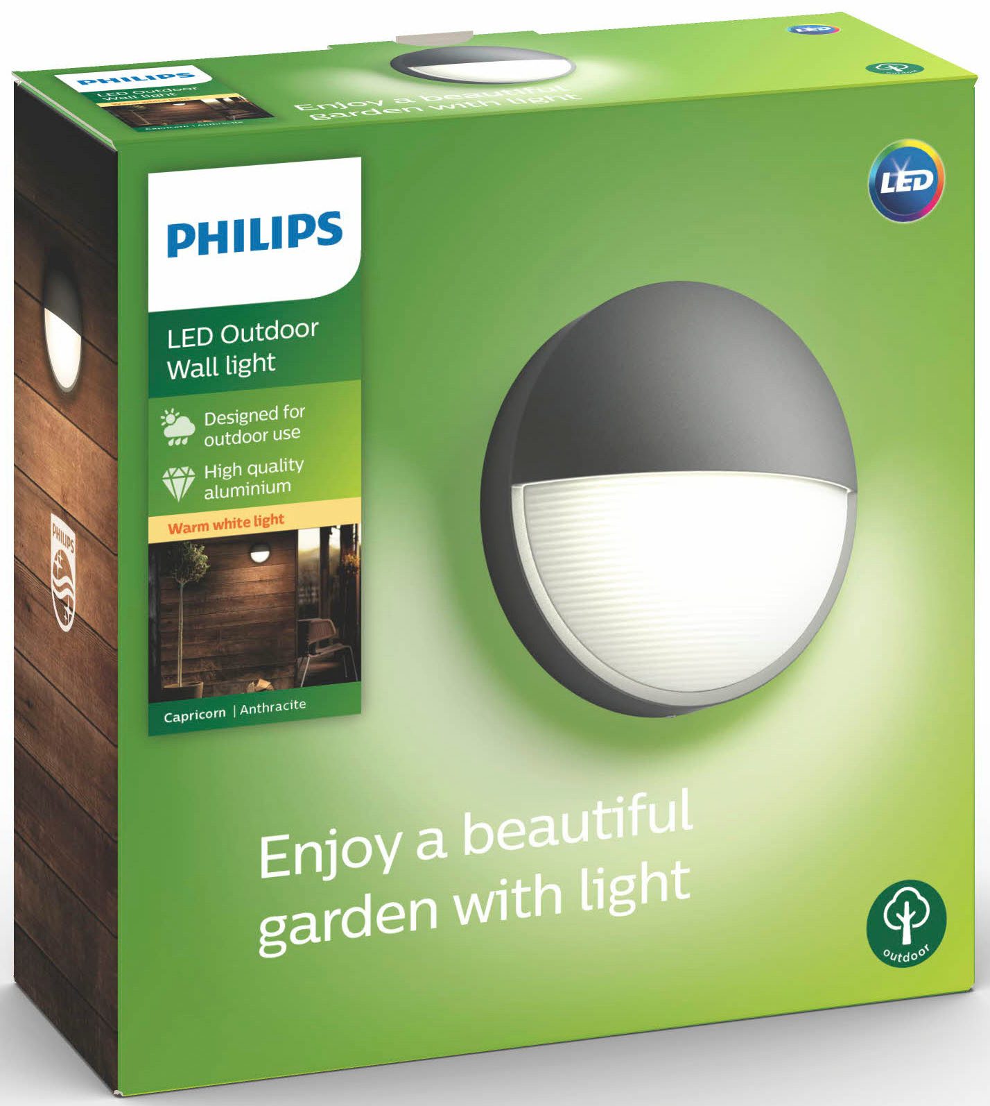 Philips LED Außen-Wandleuchte myGarden Capricorn, 600lm, Anthrazit, LED fest integriert, Warmweiß