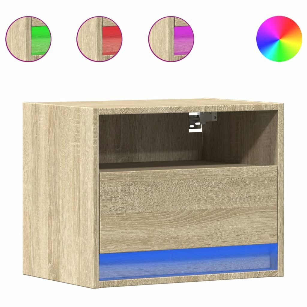 vidaXL Nachttisch Wand-Nachttisch mit LED-Leuchten Sonoma-Eiche günstig online kaufen