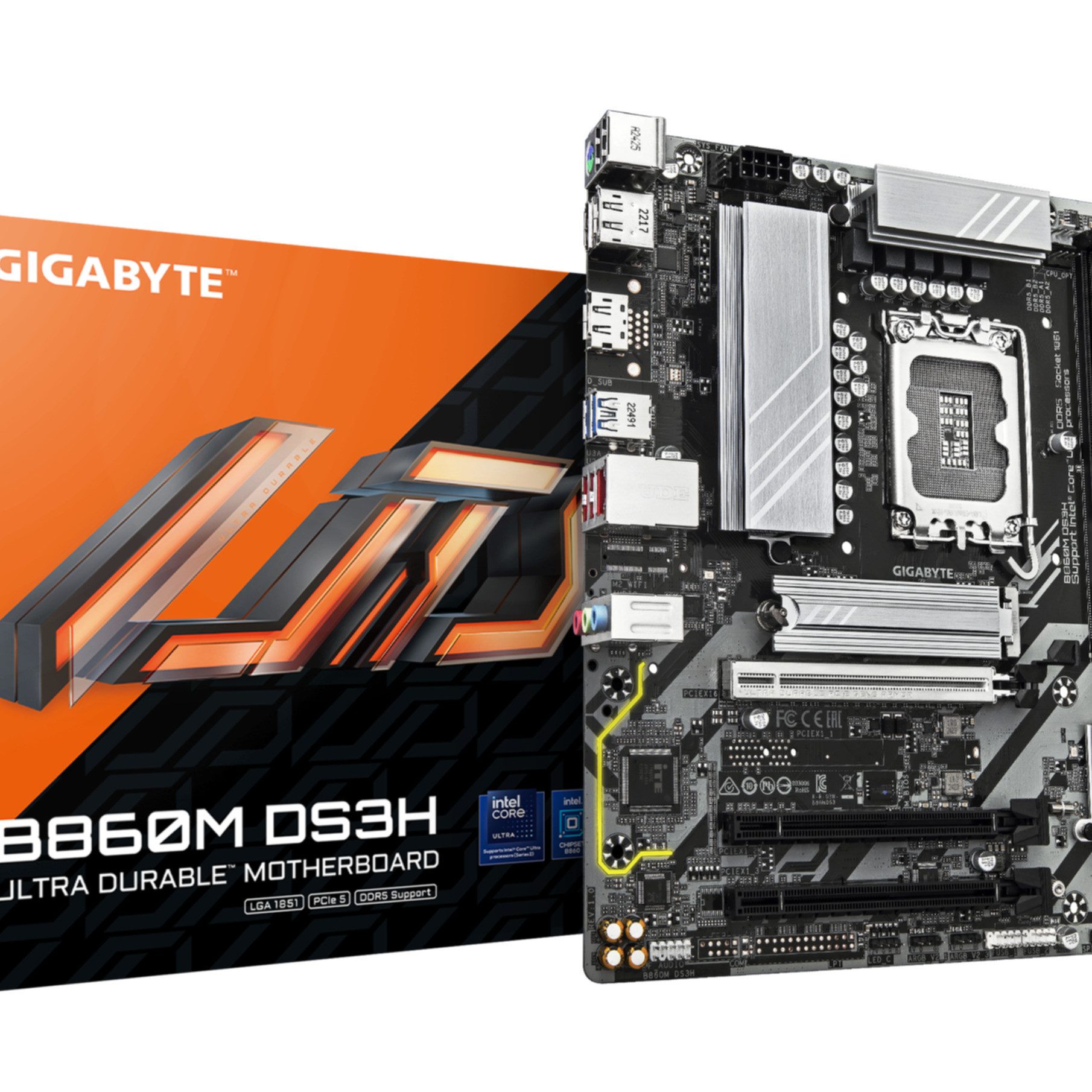B860M DS3H Mainboard - Intel Core Ultra CPUs, 5+1+2+1 Phasen VRM, bis Mainboard