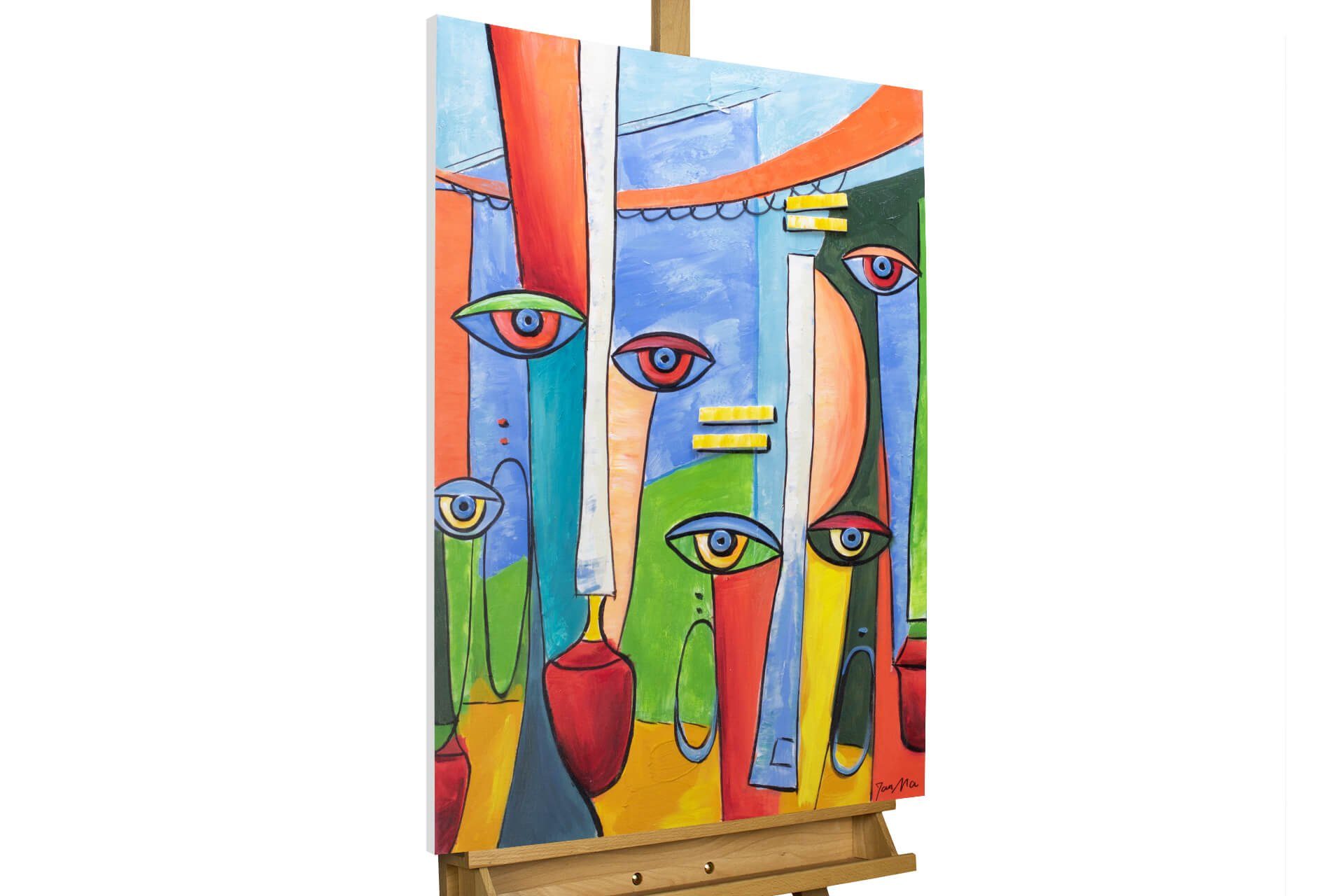 KUNSTLOFT Картина Farben der Gesellschaft 60x90 cm, Leinwandbild 100% HANDGEMALT Wandbild Wohnzimmer