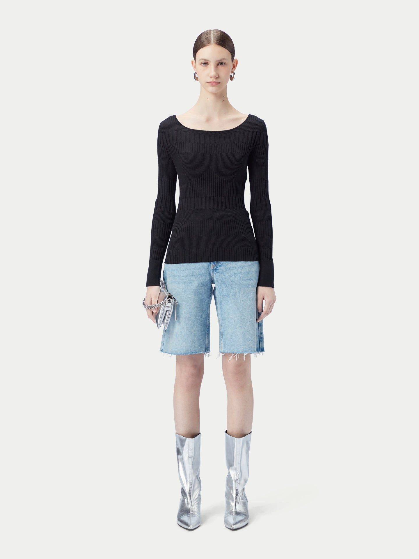 GOBI Cashmere Rundhalspullover Rippenpullover aus Baumwoll-Seiden-Kaschmir-Mischung