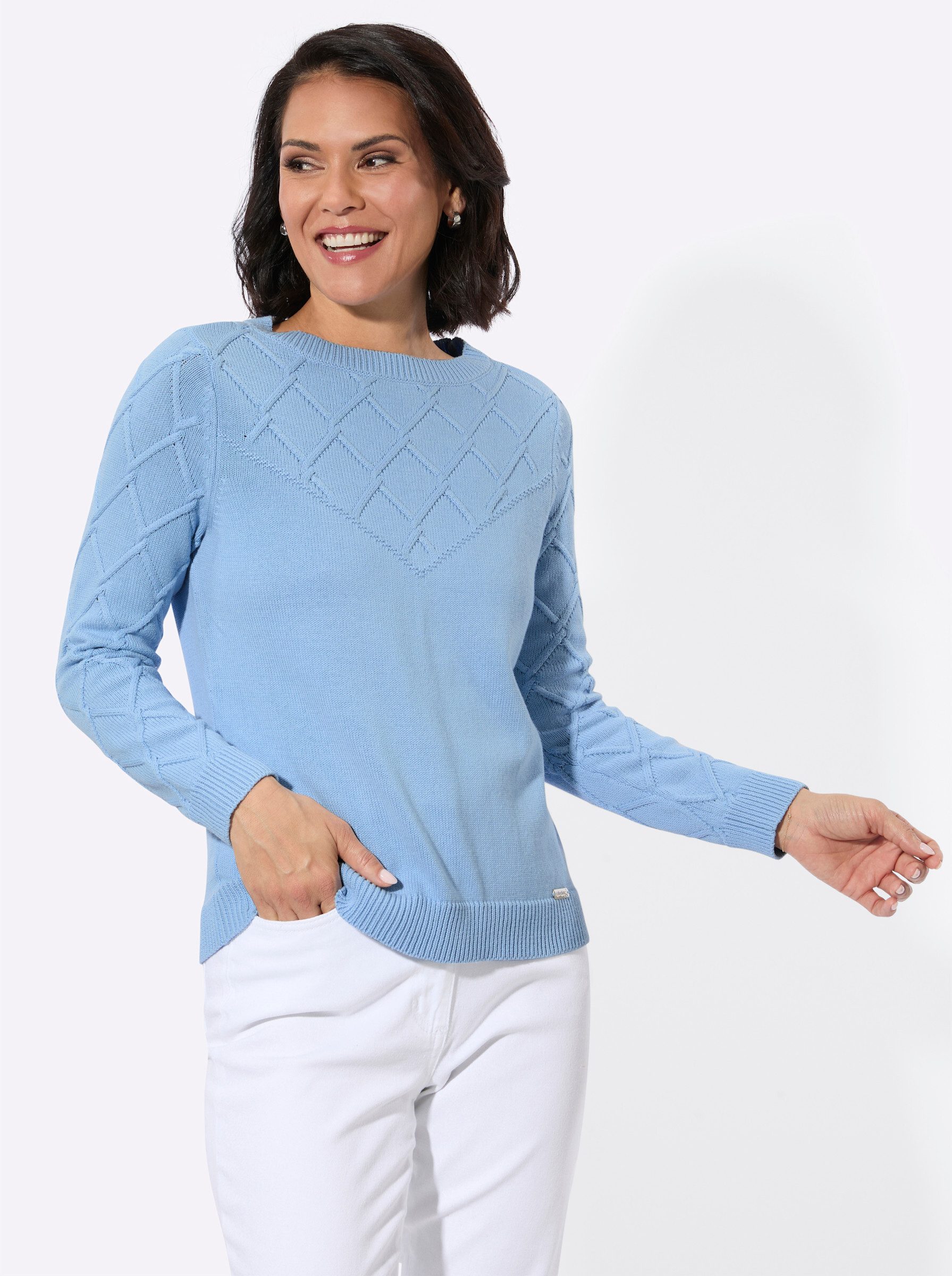 Witt Strickpullover U-Boot-Pullover Langarm Strukturstrick