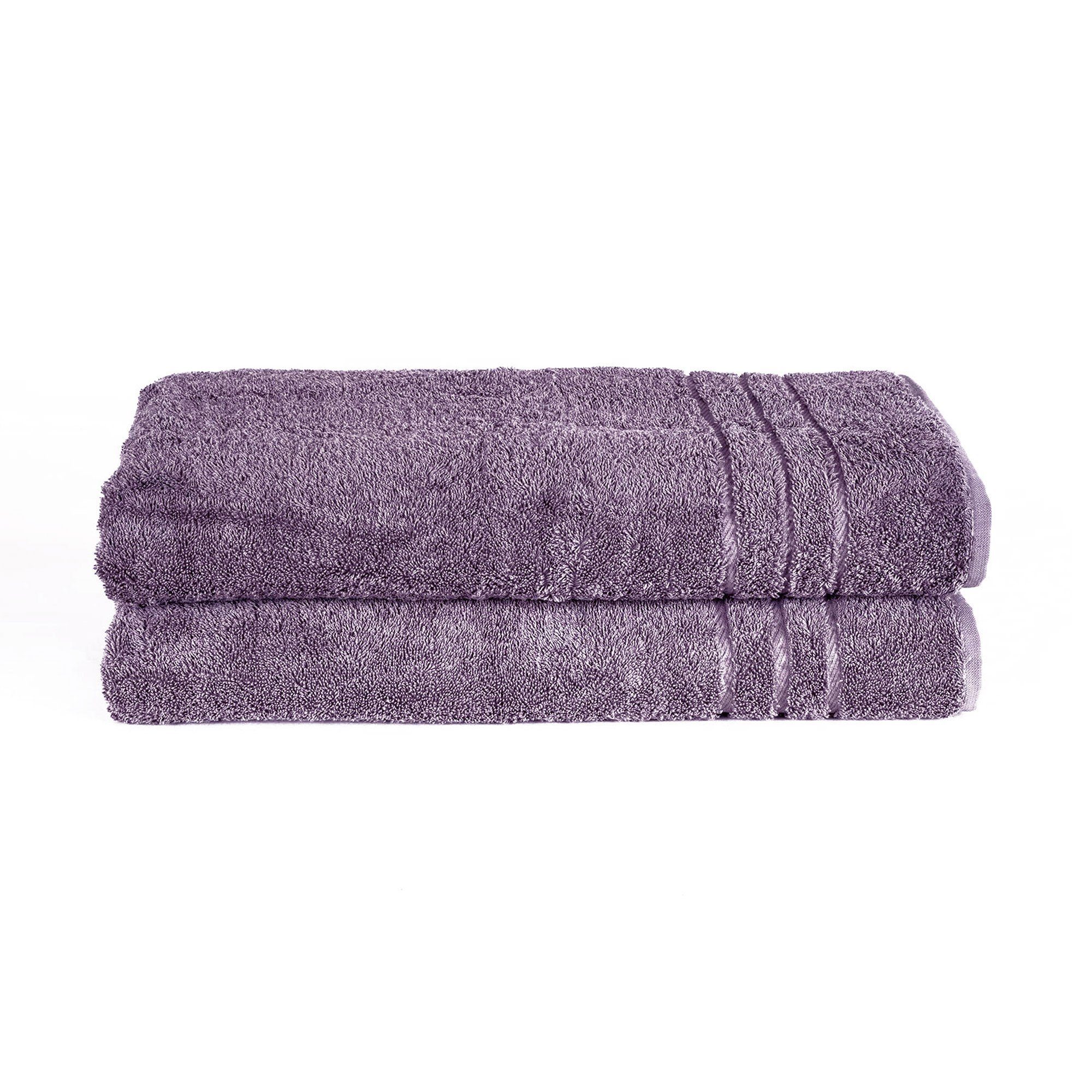 Weich, cm (2-St), 70x200 Saunatuch Baumwolle, Schnelltrocknend Violett Set Saunatücher Groß, aus %100 Frottee Komfortec