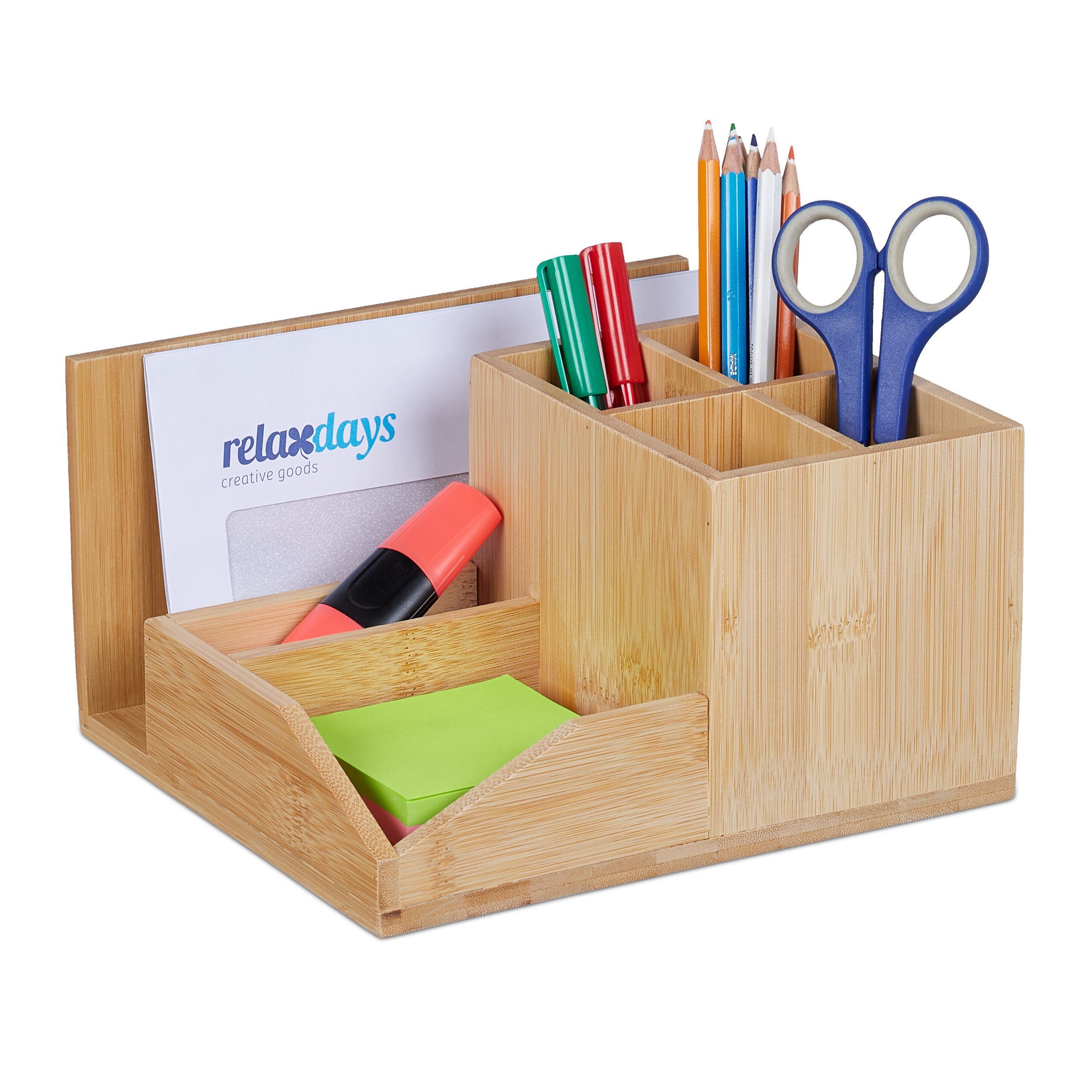 relaxdays Organizer Schreibtisch Organizer Bambus