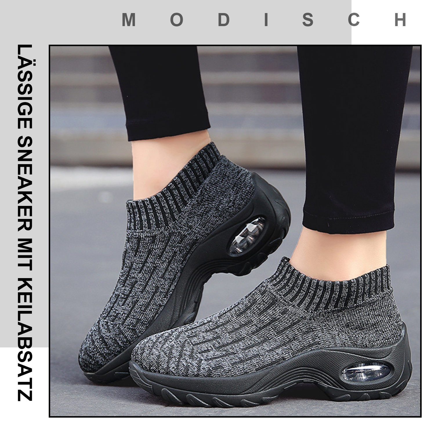 Sportschuhe Outdoor Sneaker Slip Damen Schwarz Fitnessschuhe On Daisred Walkingschuh