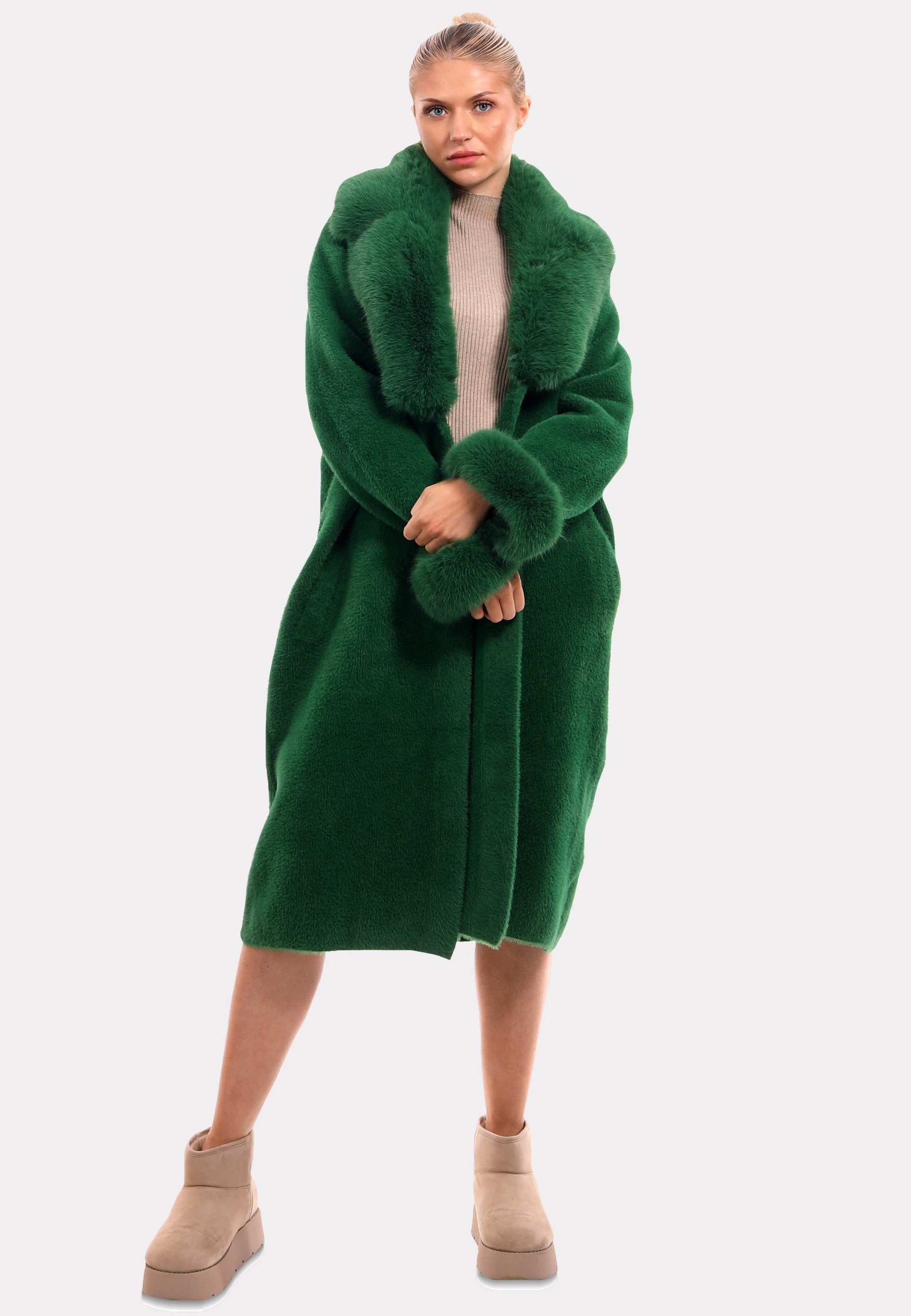 Fashion luxuriösem "Exquisiter grün YC Kunstpelz-Details" mit Poncho & Style Mantel