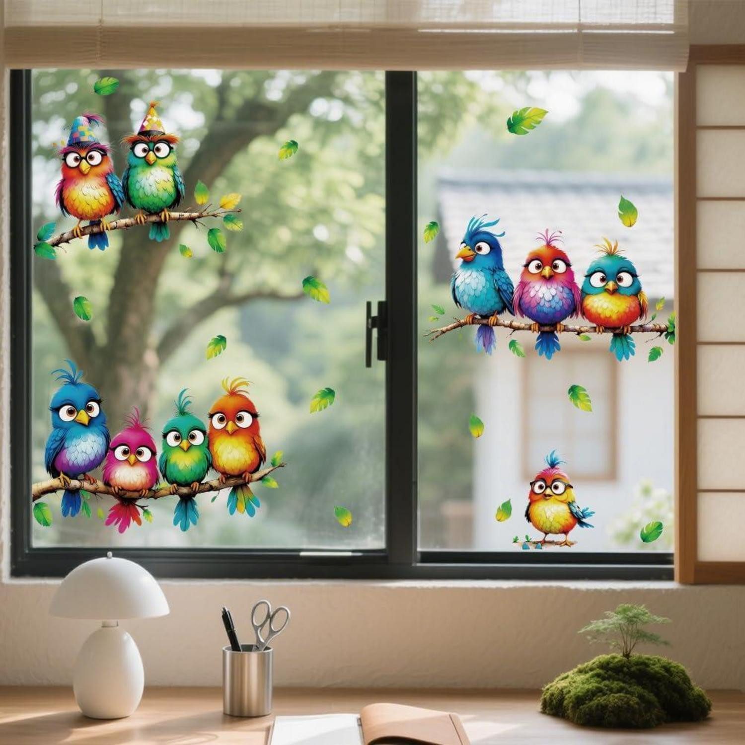 LuxusKollektion Fensterbild Fensterbilder 3D-Vögel & Zweige doppelseitig 120x30cm