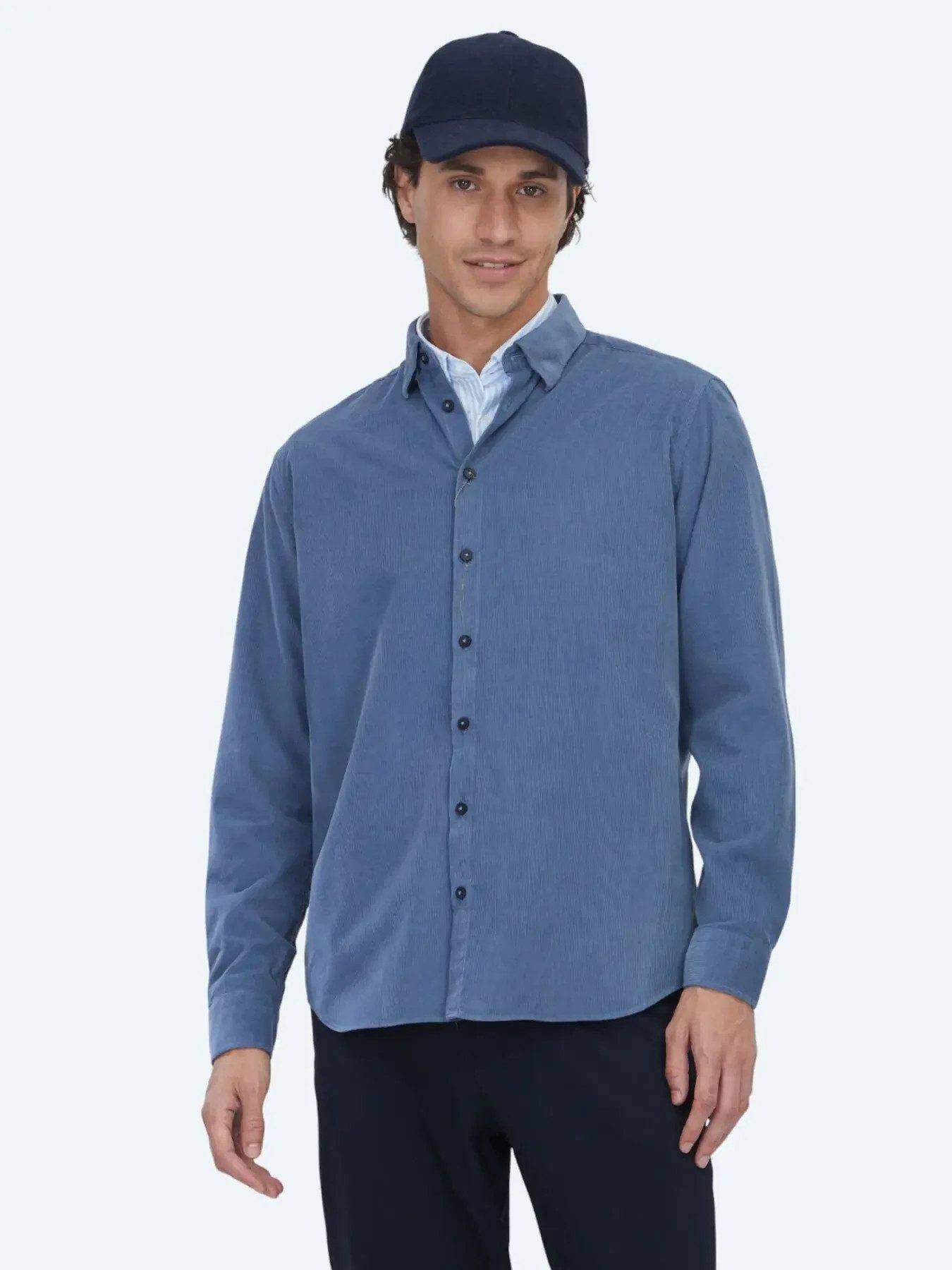 KİP Hemdbluse Blau Gestreiftes Regular Fit Casual Hemd 100% Baumwolle
