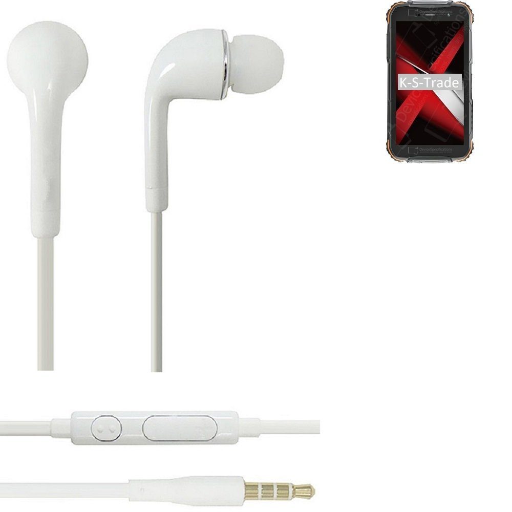 K-S-Trade für Doogee S35 In-Ear-Kopfhörer (Kopfhörer Headset mit Mikrofon u Lautstärkeregler weiß 3,5mm)