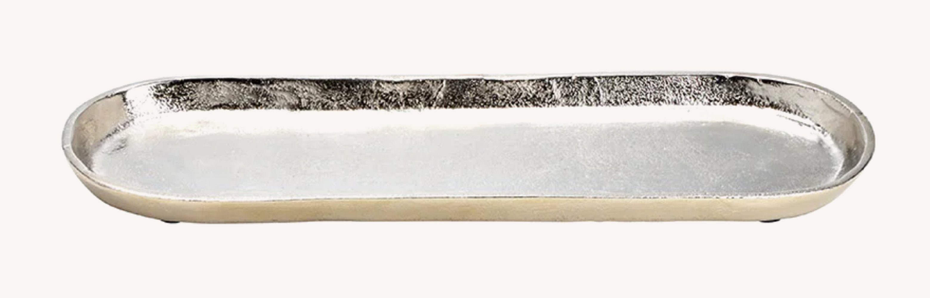 Meinposten Dekotablett Langes Tablett Dekoschale silber Metall massiv Tischdeko Deko Schale Dekotablett (1 St)