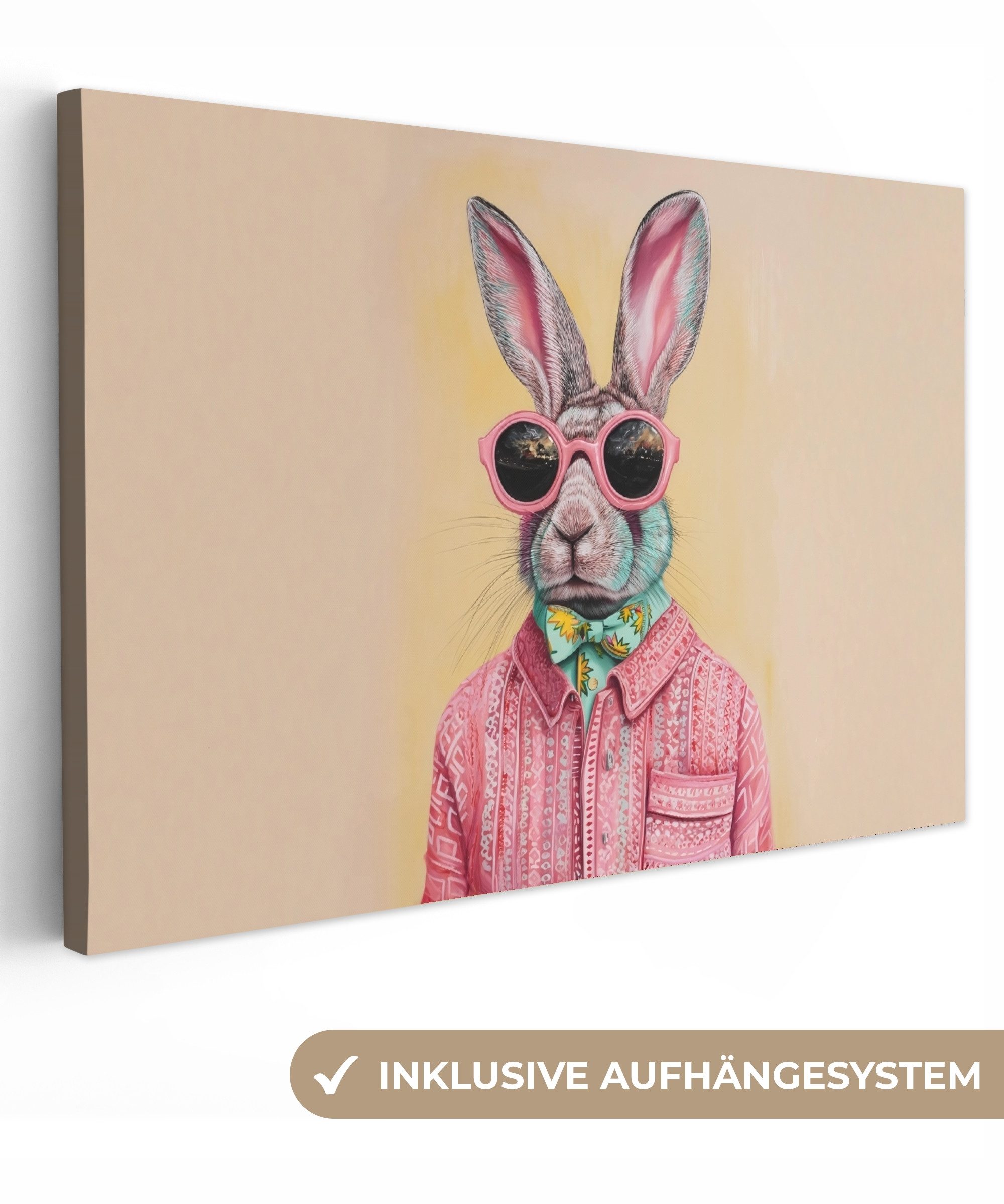 OneMillionCanvasses® Leinwandbild Grau - Kaninchen - Bluse - Fliege, Fotodr günstig online kaufen