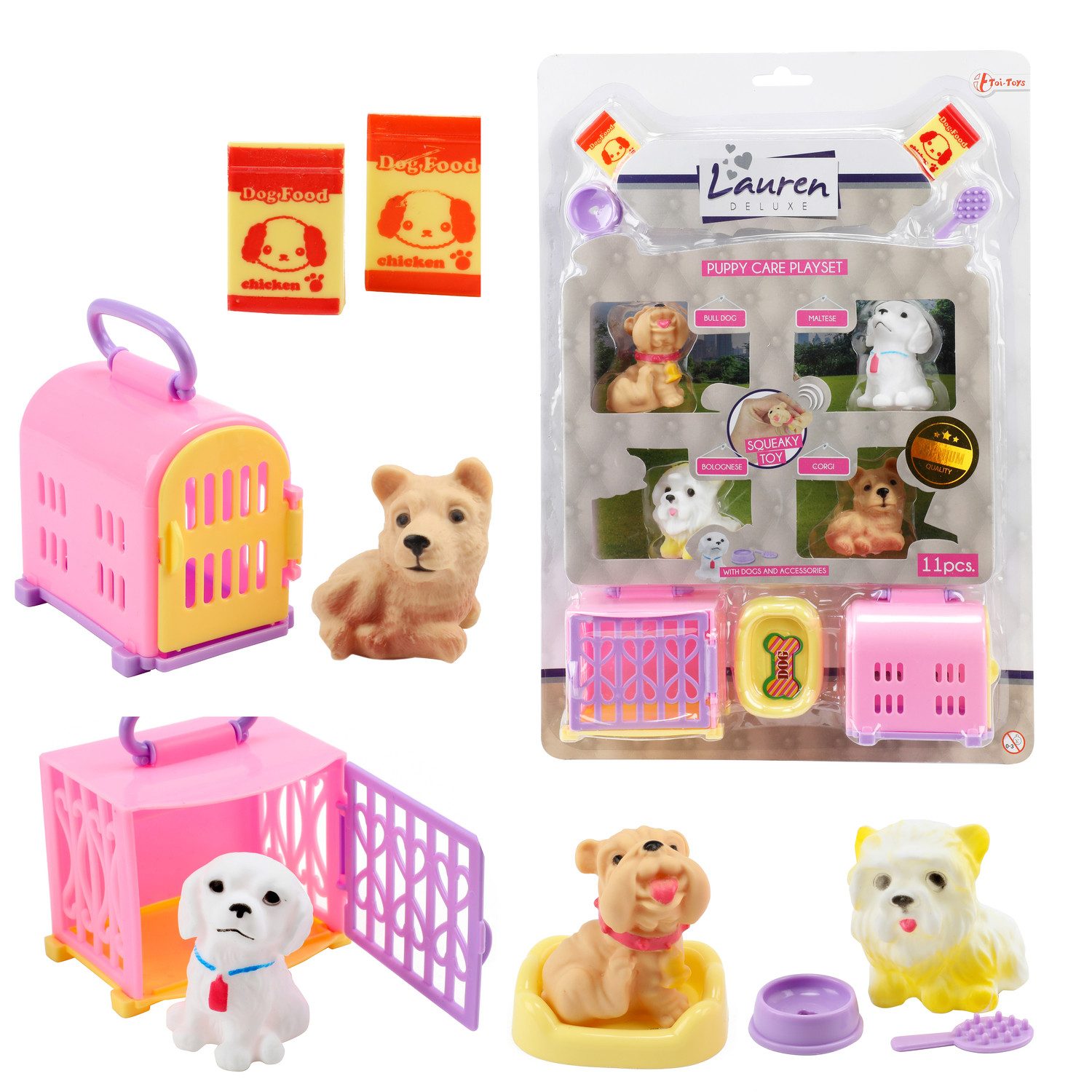 Toi-Toys Spiel, Welpenpflege Hunde Spielzeugset mit 11 Teilen