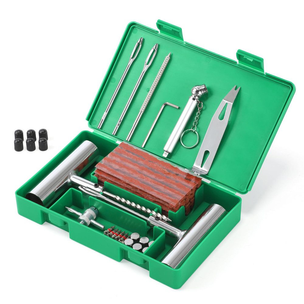 Reifen-Reparaturset Reifenreparaturset 59-teilig mit Reifendruckmesser für Auto, Motorrad