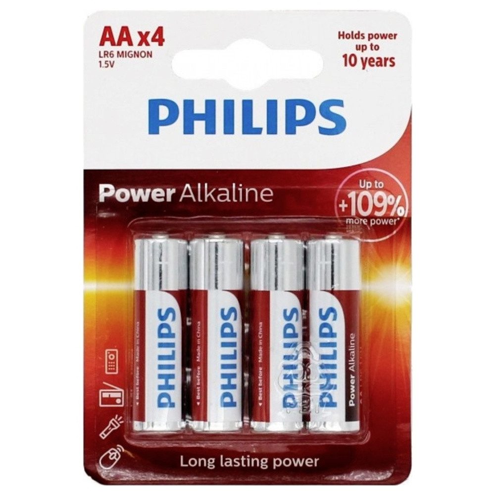 Philips Philips Power LR6 Mignon (AA)-Batterie Alkali-Mangan 1.5 V 4 St. Batterie