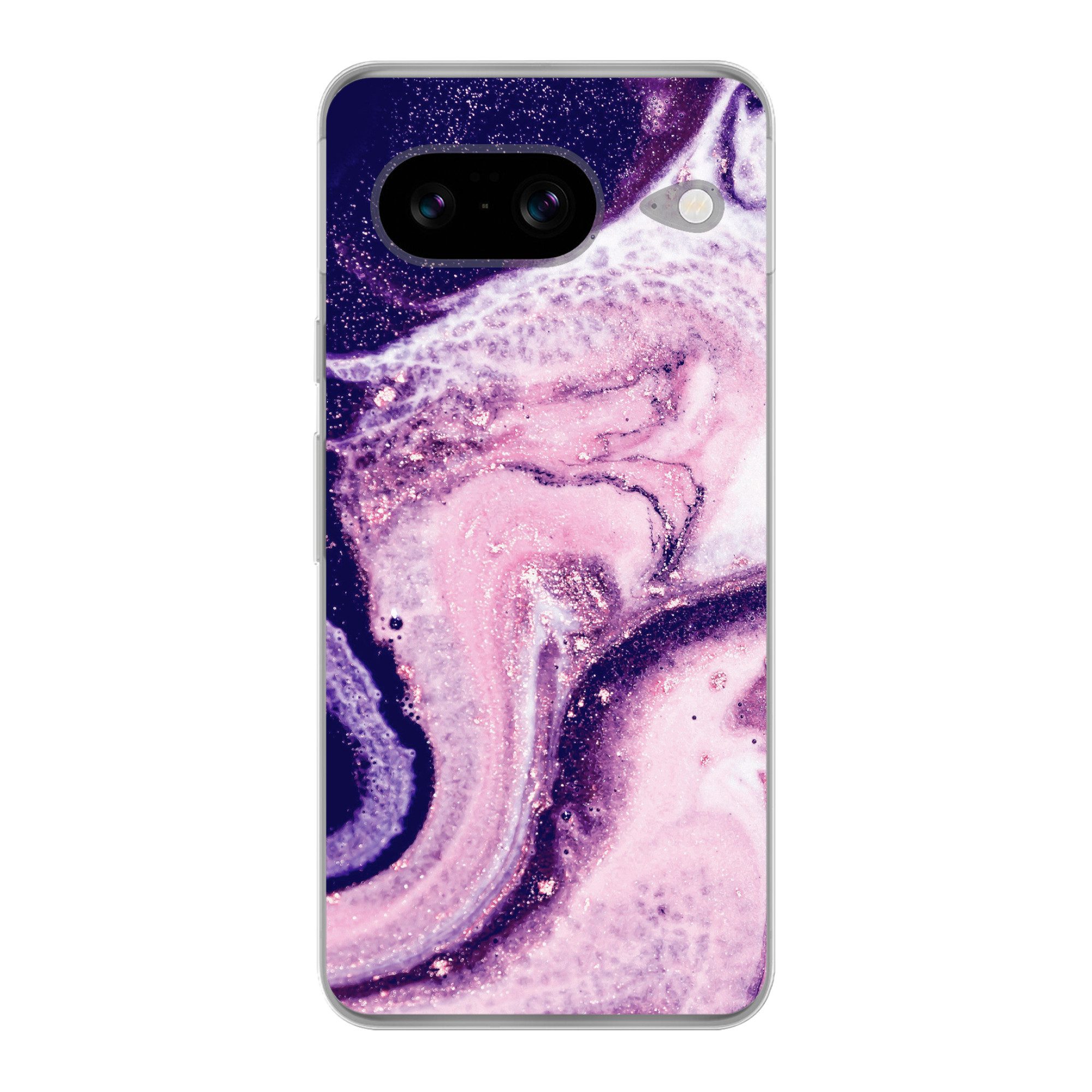 MuchoWow Handyhülle für Google Pixel 8 Marmor - Glitzer - Chic, Handy Case, Silikon, Bumper Case Dünn
