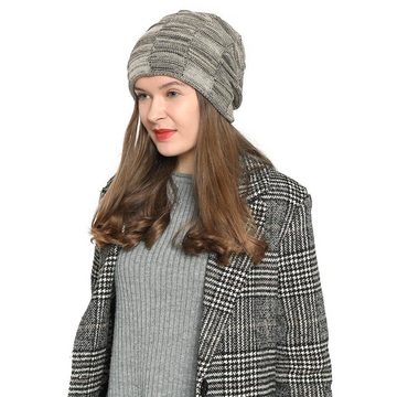 DonDon Beanie Damen warme Schlauchmütze Strickmütze (Packung, 1-St) Wintermütze, Beanie mit Flechtmuster und Teddyfleece