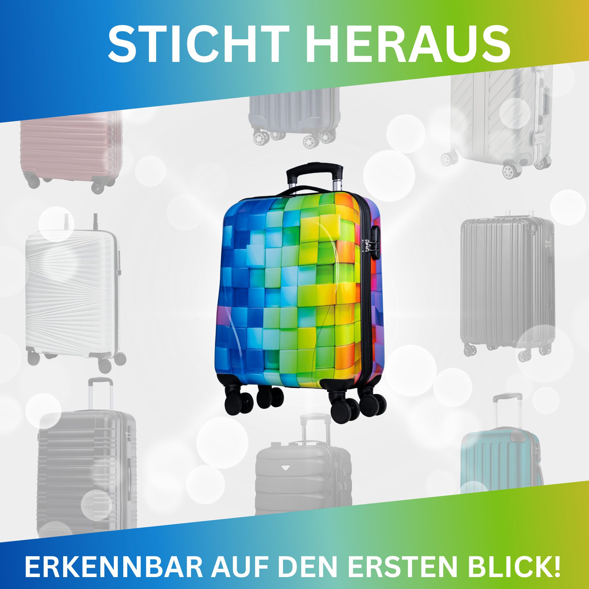 NOWI Trolley Hartschalenkoffer mit 4 Rollen, Zahlenschloss & Teleskopgriff – leicht – Bild 5 von 5